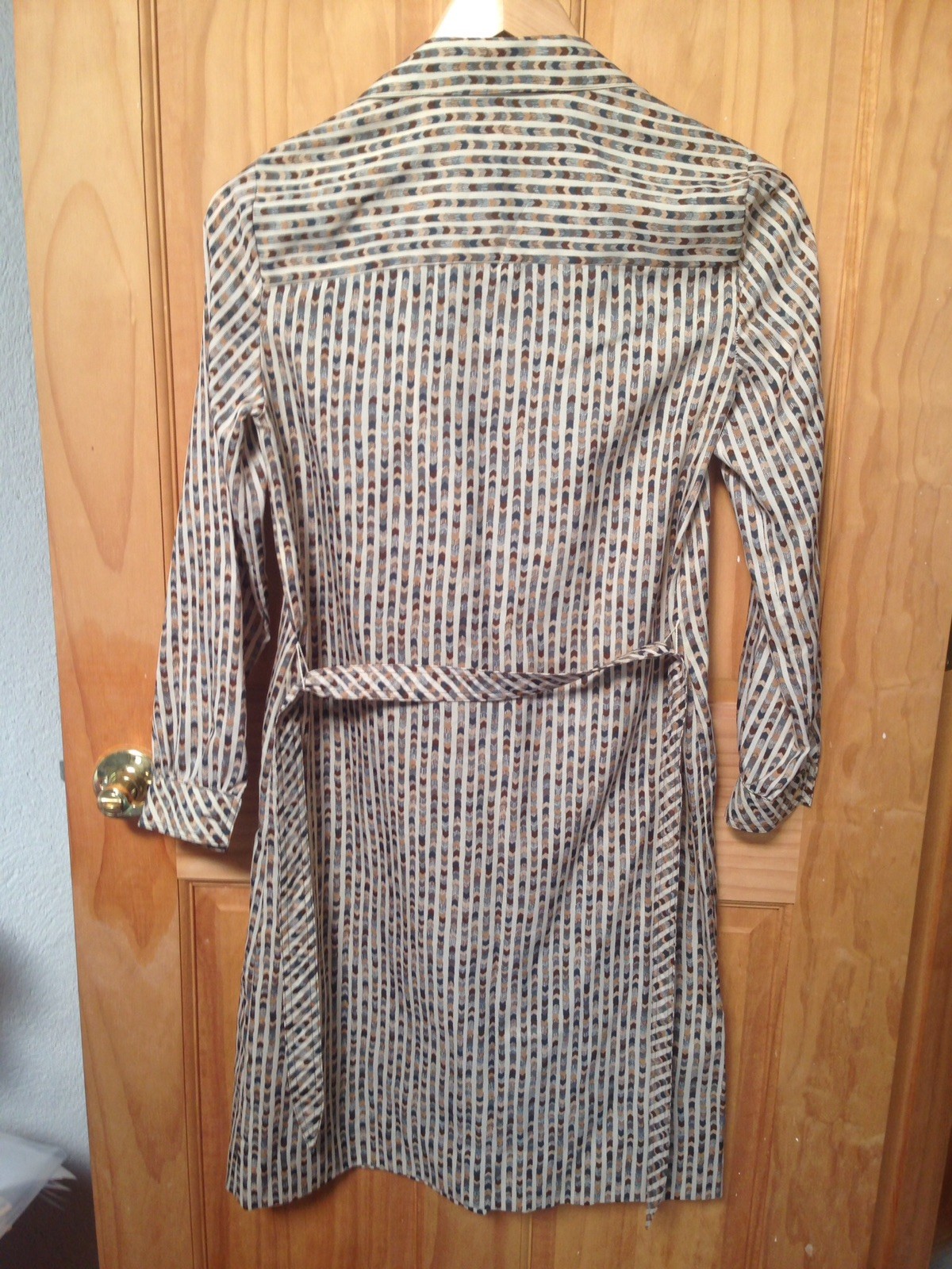 Vintage Schrader Sport Petites Brown Pattern ’70s Secretary Shirt Dress Size 4/S