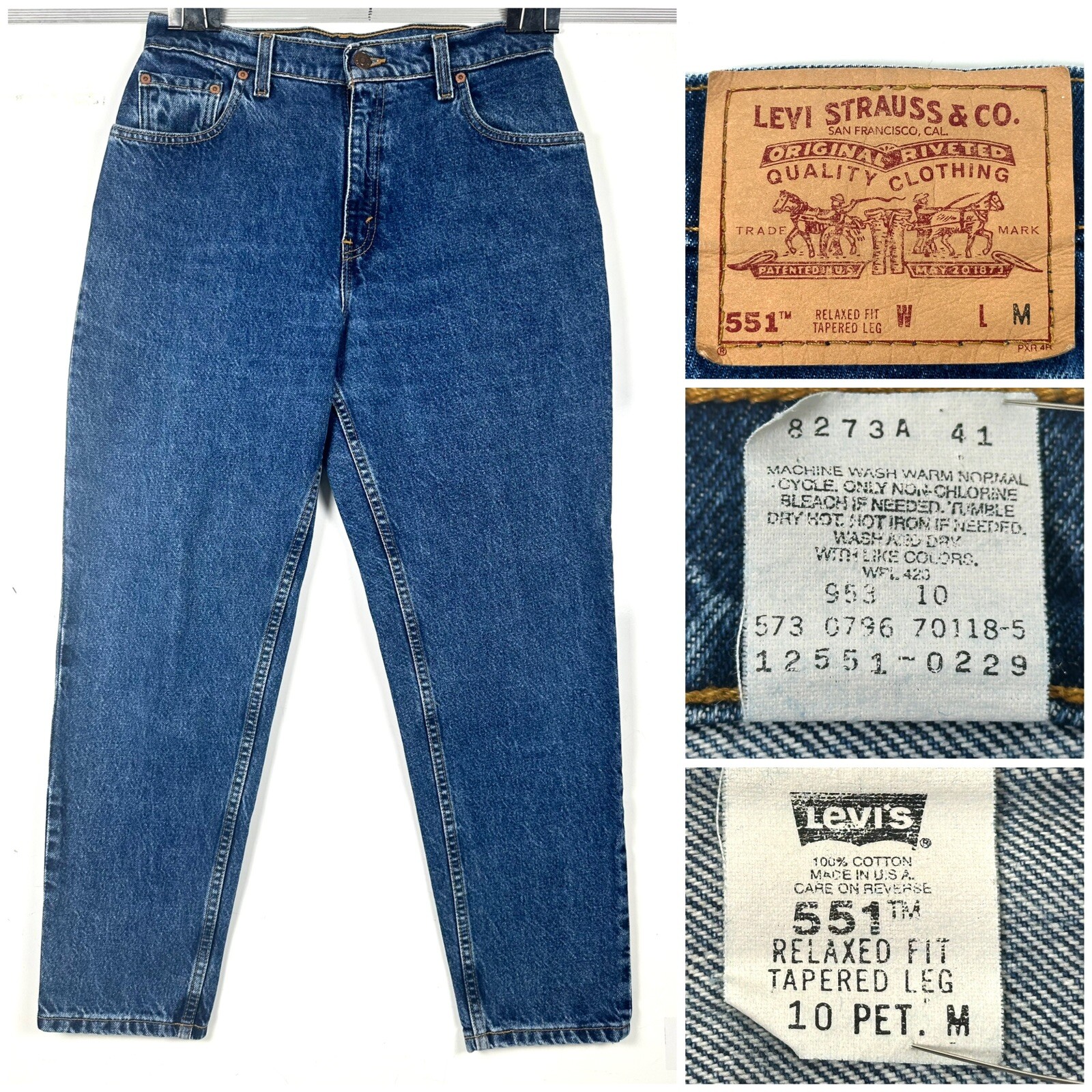 Vintage Light Wash Levi’s 551 relaxed fit tapered leg Size 10 PET. M Made in USA