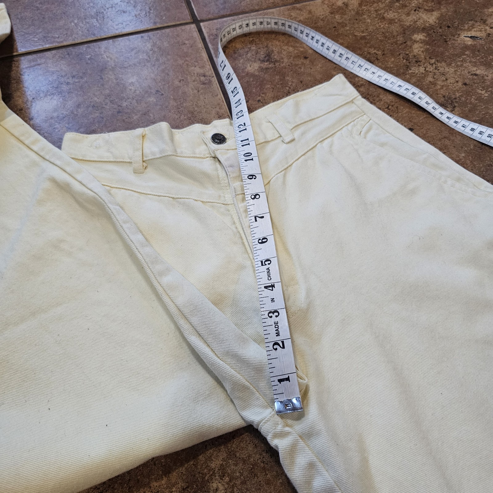 Vintage Seattle Blues Pants Light Yellow Mom High Rise Western Style 80s 90s