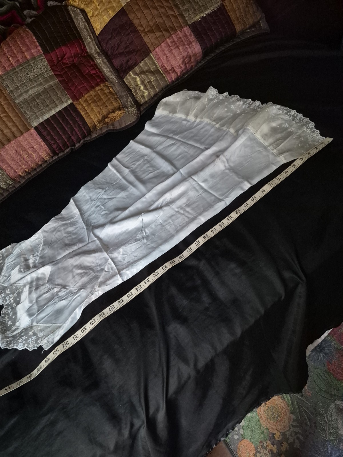 Vintage Blue Rayon Satin MISS SWANK Full Slip 36 Ex.