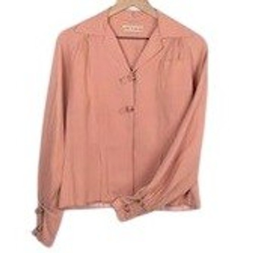 VTG Ruth Mitchell Blouse Women’s 16 Dusty Rose Pink Buckle Cuffs Closure L/S