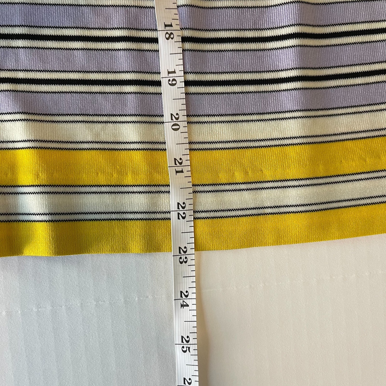 Vintage 60s Aladdin Striped Top Blouse Yellow Blue Purple V-Neck with Waist Tie