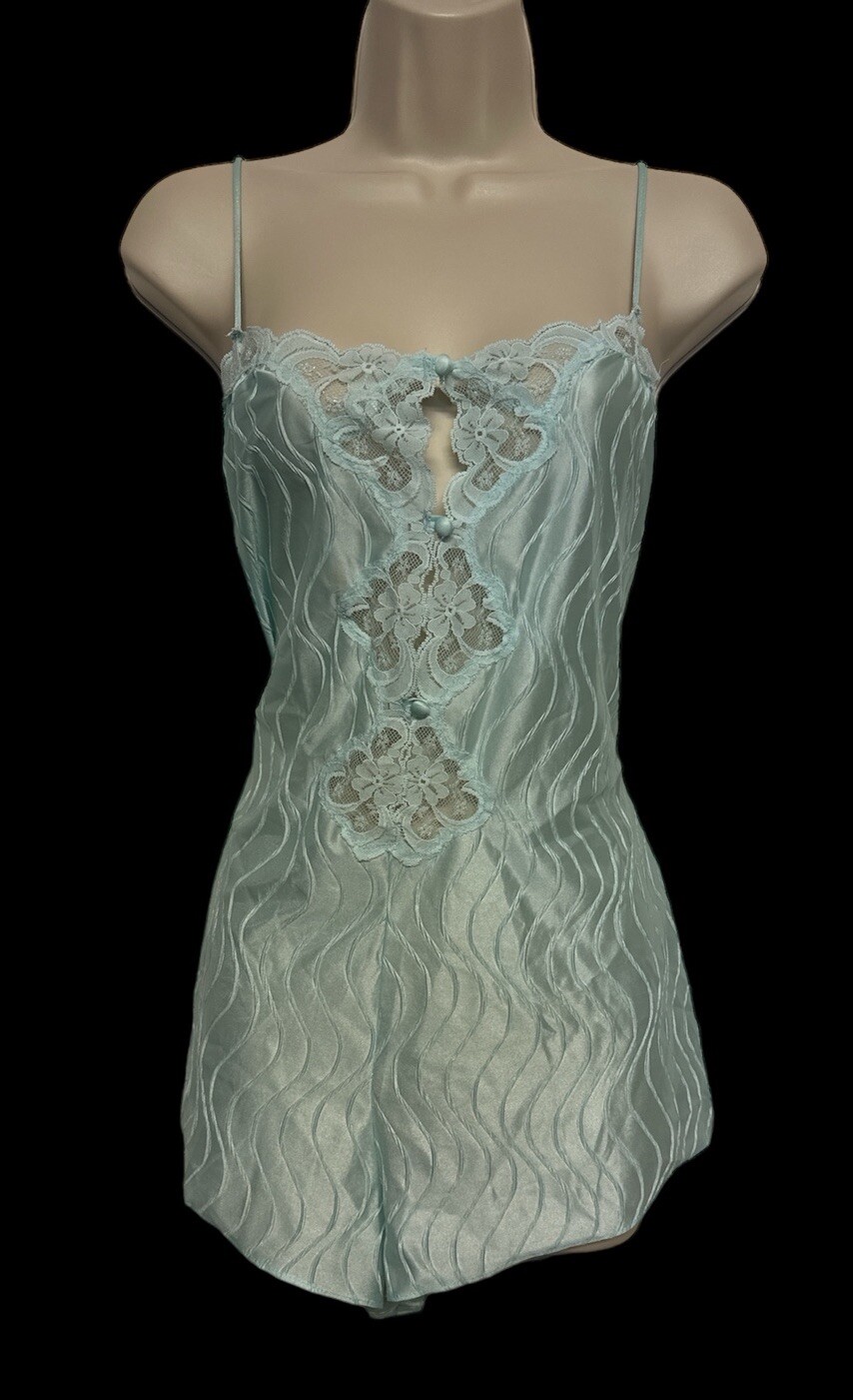 Vintage Henson Kickernick 1 pc Teddy Lingerie Chemise Light Blue Size M Style 71