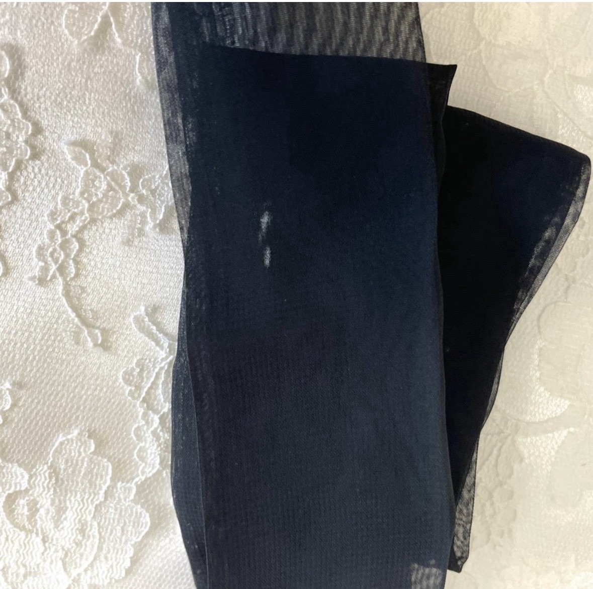 Vintage Black Silk Chiffon & Lace Lingerie Robe Size Small