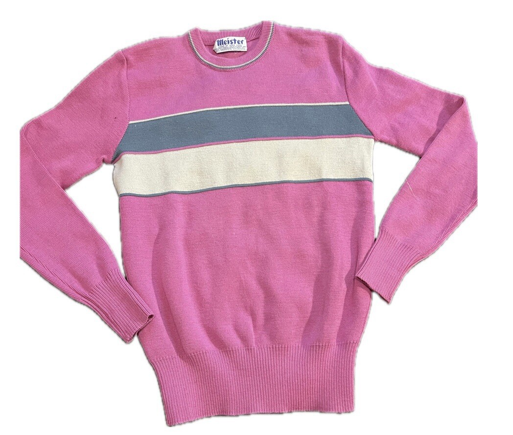 Vintage Meister Pink/Grey 100% Wool Ski Sweater Size Small EUC!!