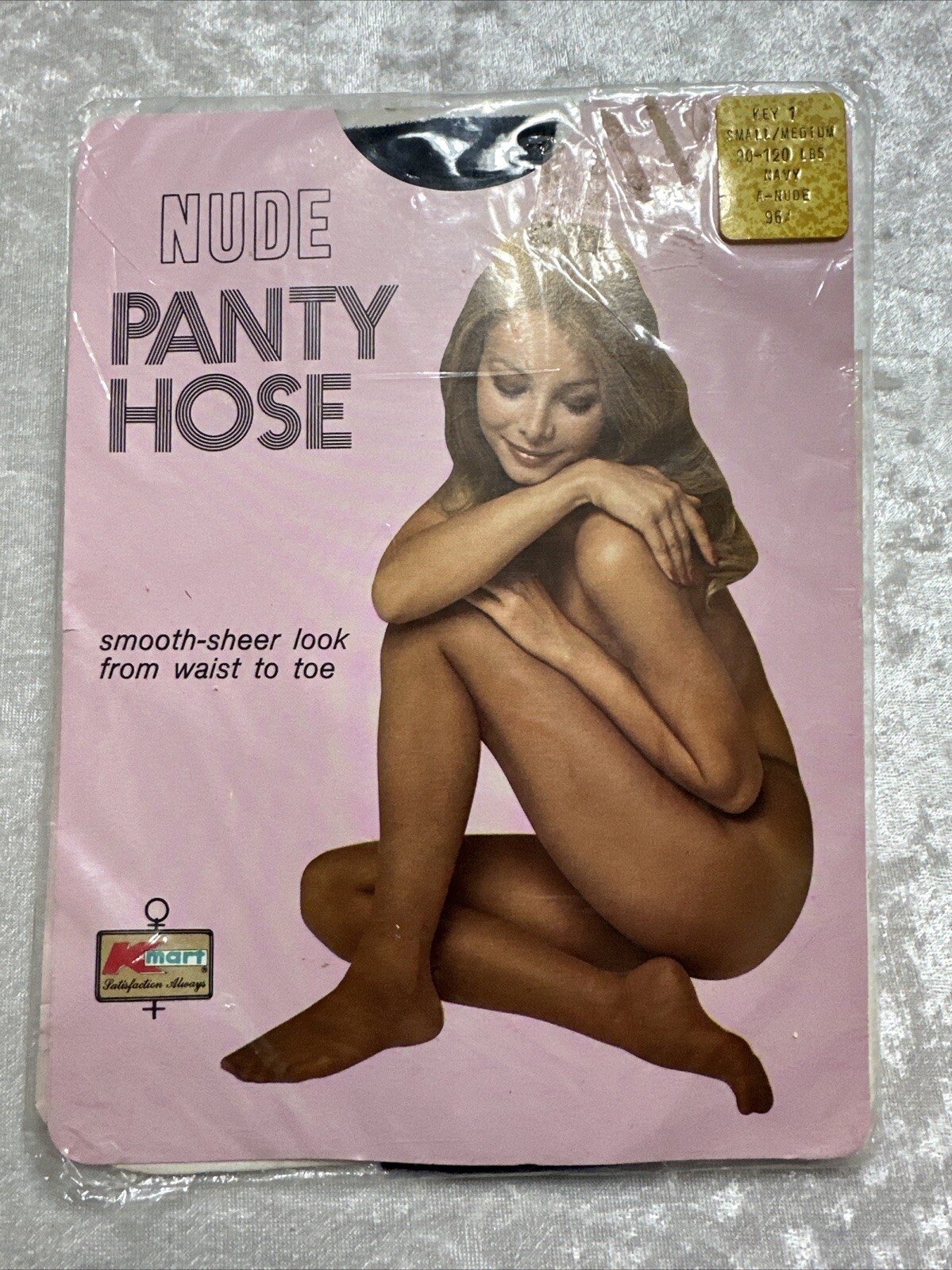 VTG 1960s Kmart NUDE Panty Hose Smooth-Sheer Waist To Toe NAVY BLUE S/M A Nylons