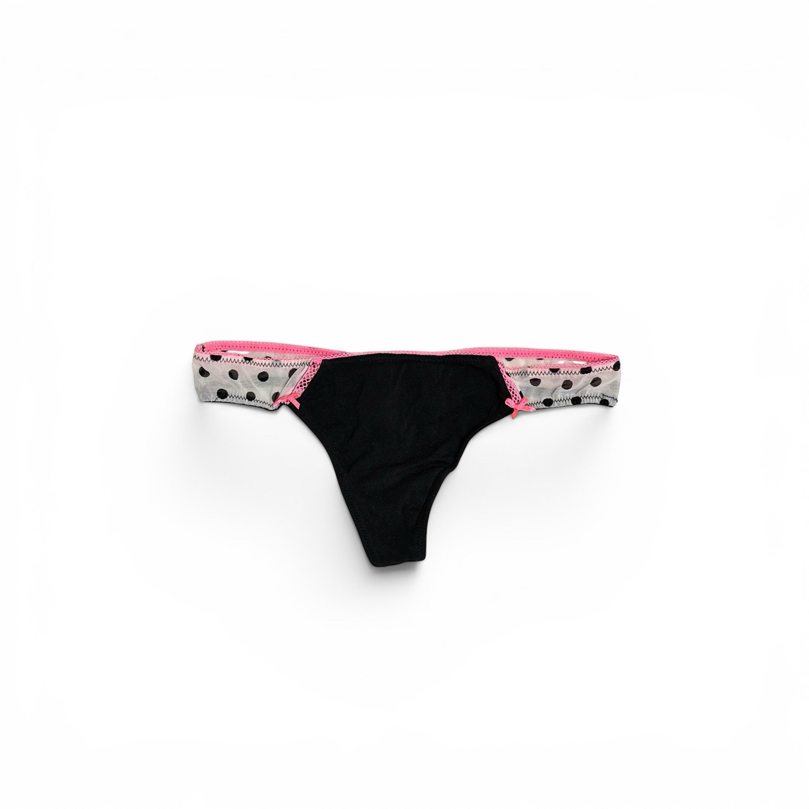 Y2K Victorias Secret PINK Extra Low Rise Thong Bows Lace Mesh Polka Dot XS