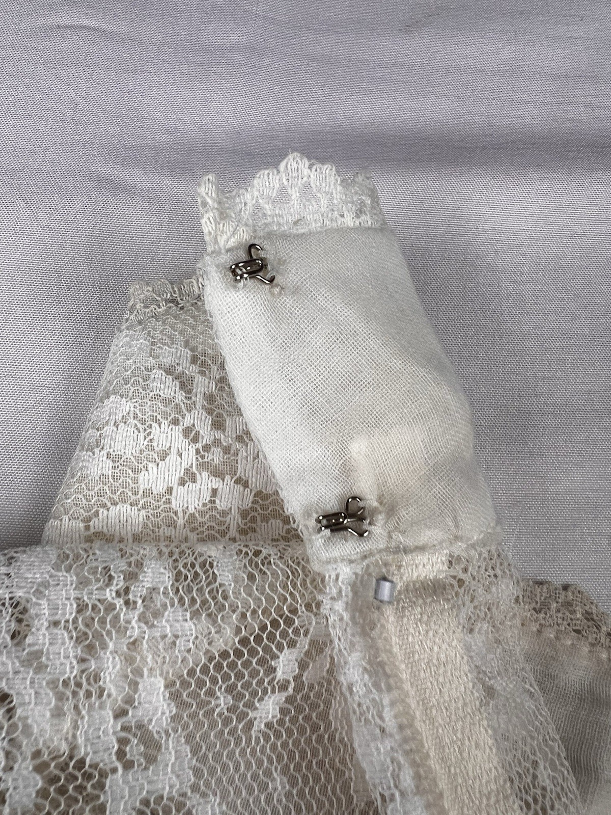 VTG 70s Candi Jones California Dress Ivory Prairie Lace Maxi Boho Cottagecore 11
