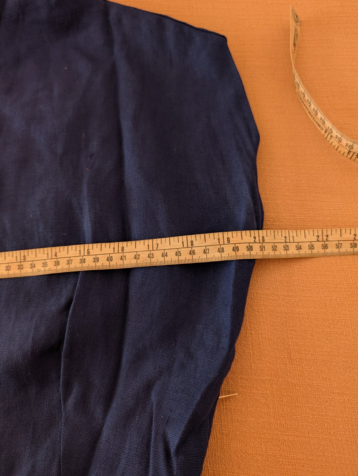 Authentic Vintage Handmade Navy Linen 50s Dress Sz M/L