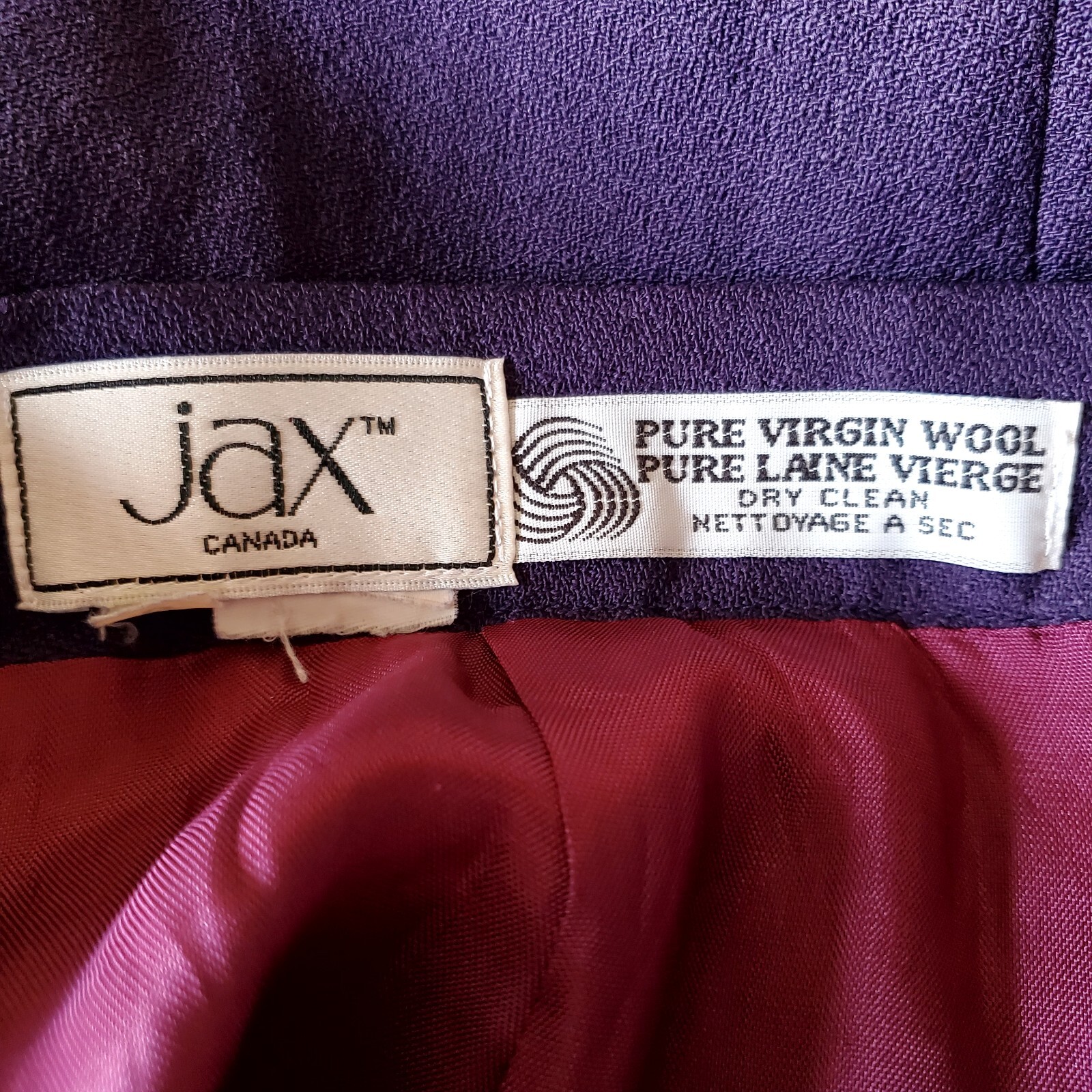 Vintage Mr Jax Purple Wool Pencil Skirt Size Small