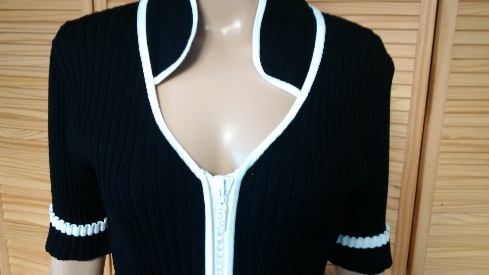 Zip-Front Short Sleeve Sparkle Sweater