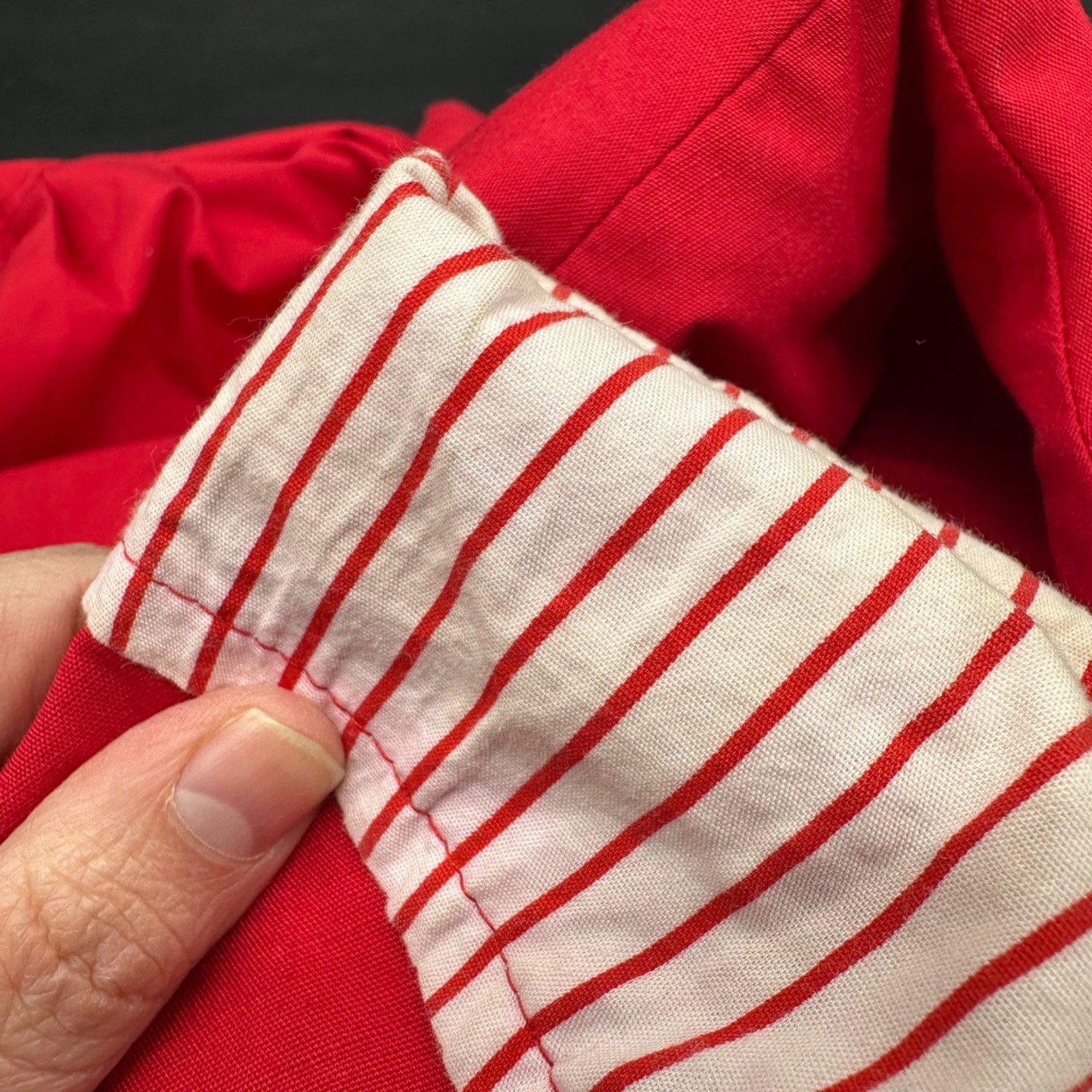 Vintage Jacket Small Herman Kay Red Detachable Hooded Stripes Long Retro 1980s
