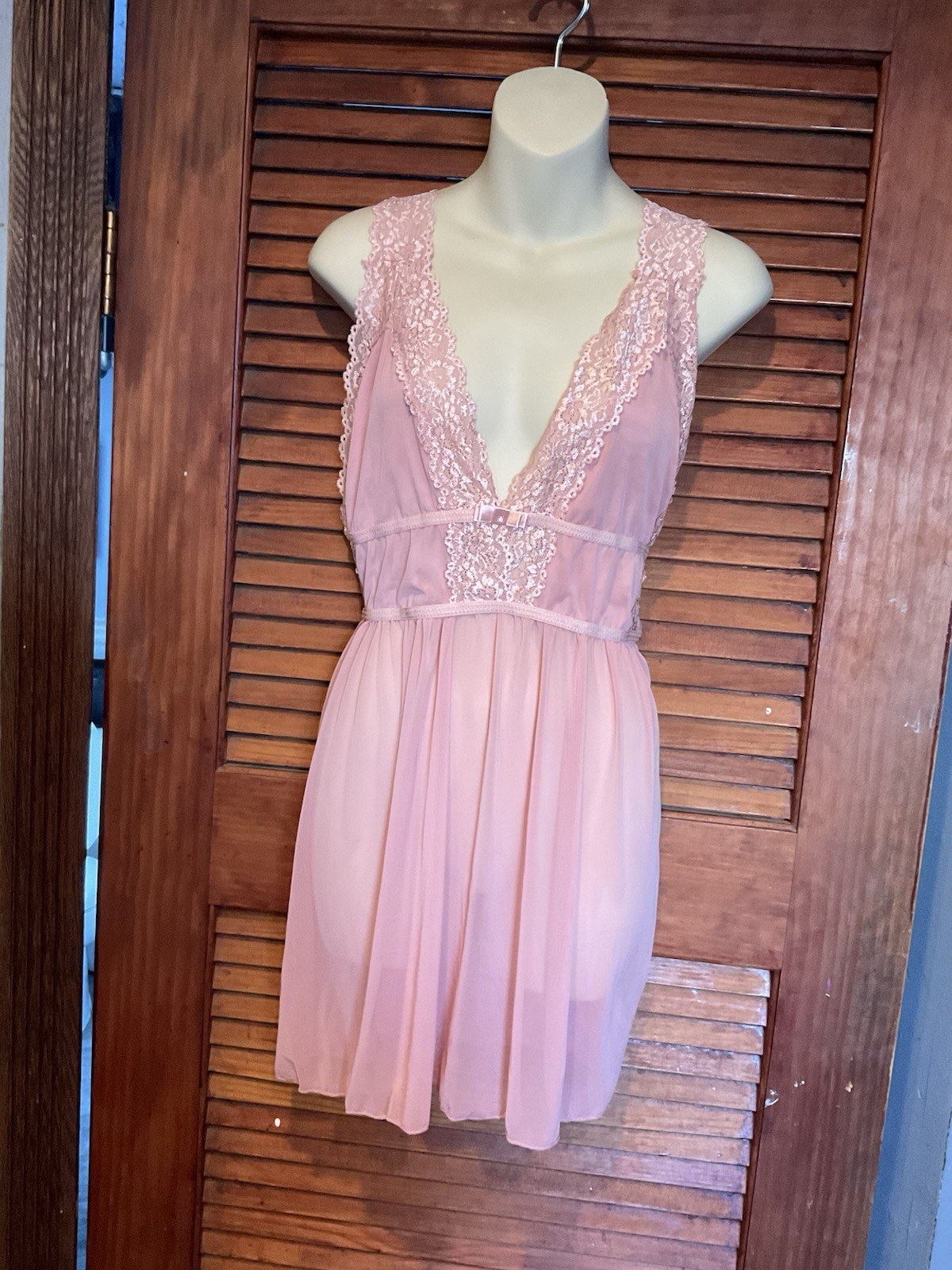 VTG Sheer Babydoll Pink Bride 3X/4X Plus Size Chemise Slip Lingerie Fairy NWT