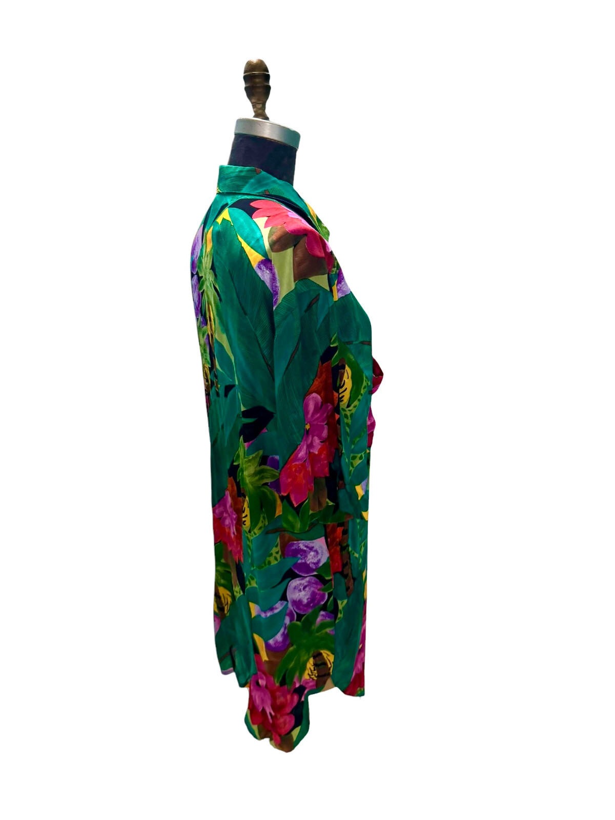 Vintage Gottex Colorful Tropical Floral Pattern Long Shirt New Old W/ Tags Large