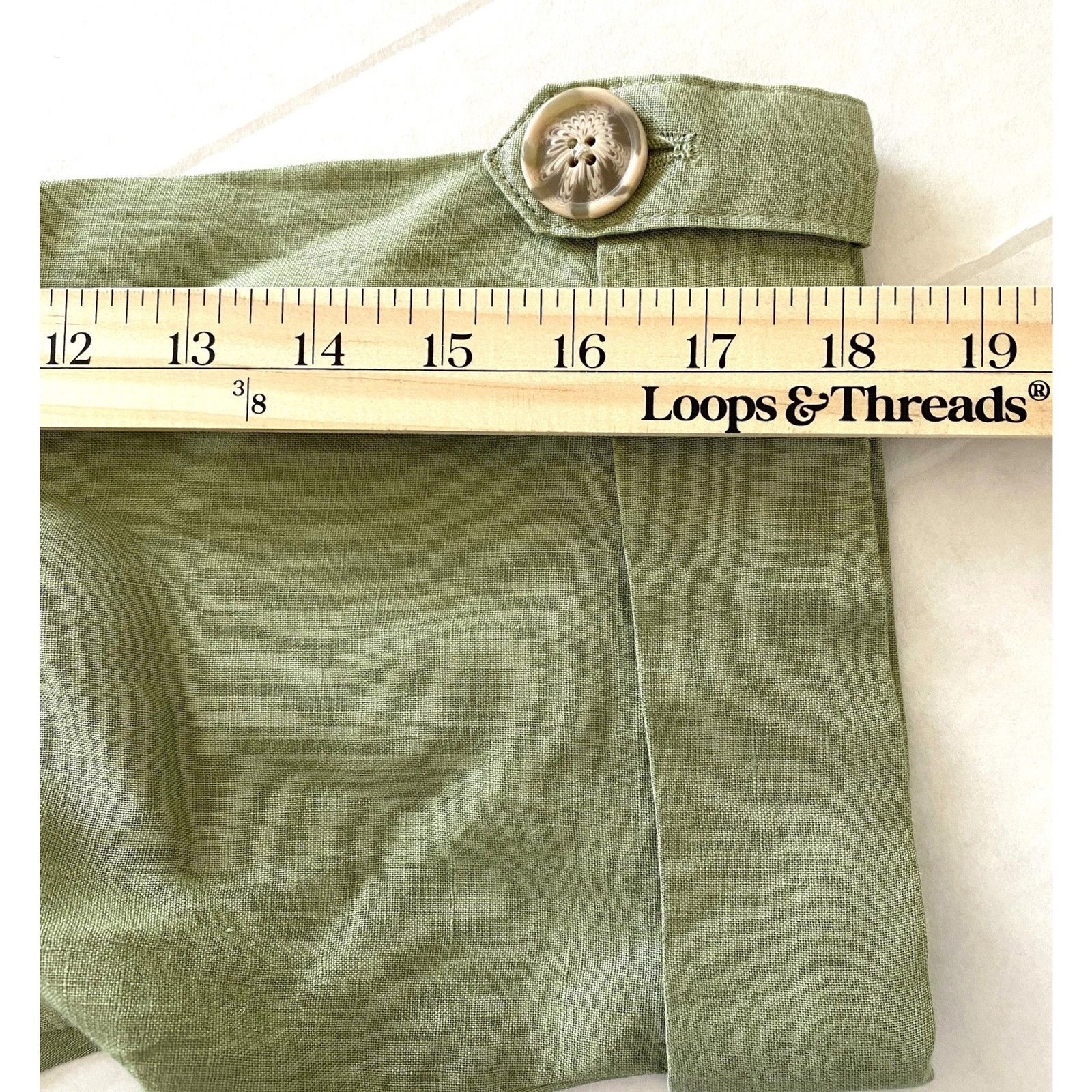 Dressbarn Linen Safari Jacket Green 3/4 Sleeve Button Lightweight Sz 22/24