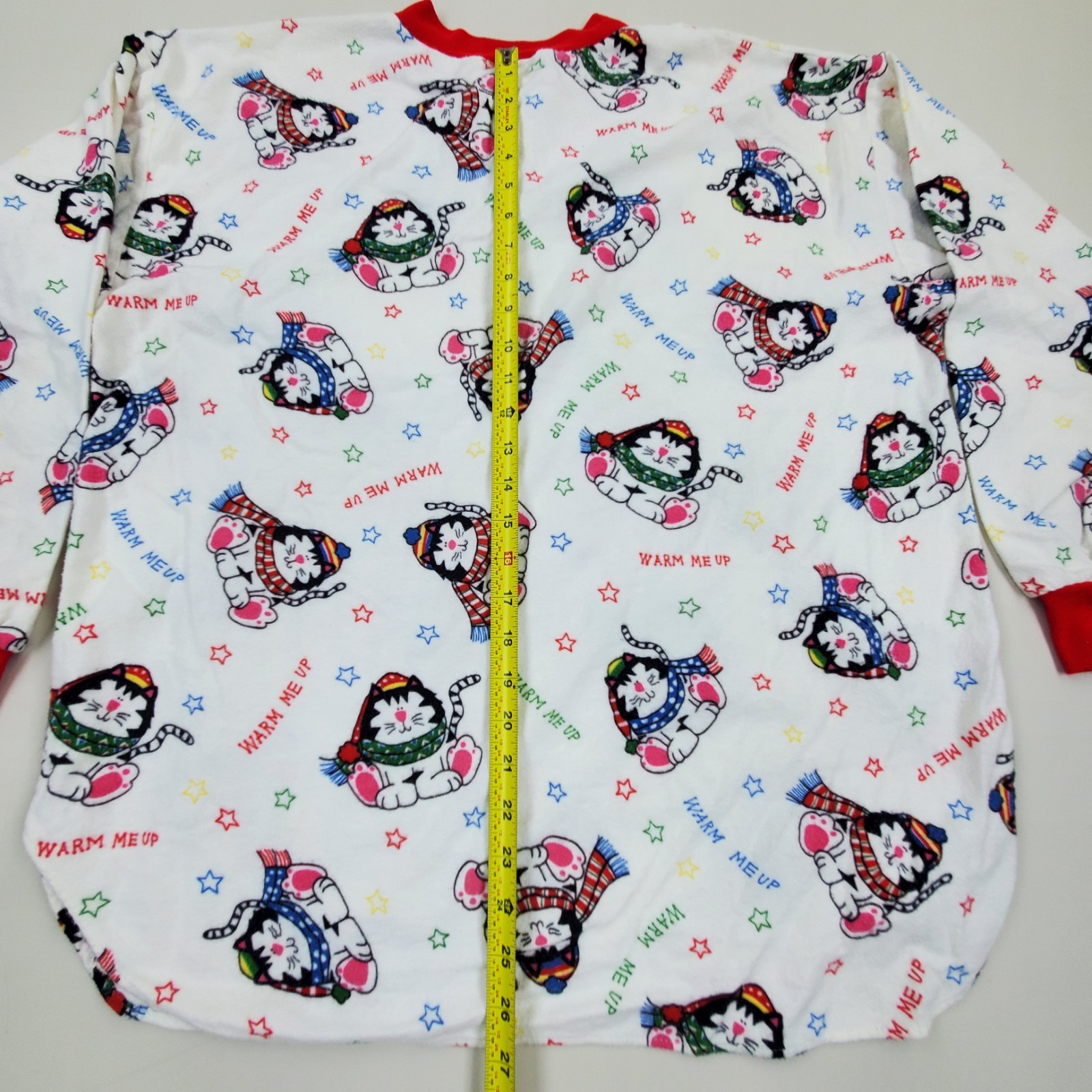 Vtg 80s Jennifer Dale Red Kitty Cats Cotton Pajama Top Sz XL ILGWU Made In USA