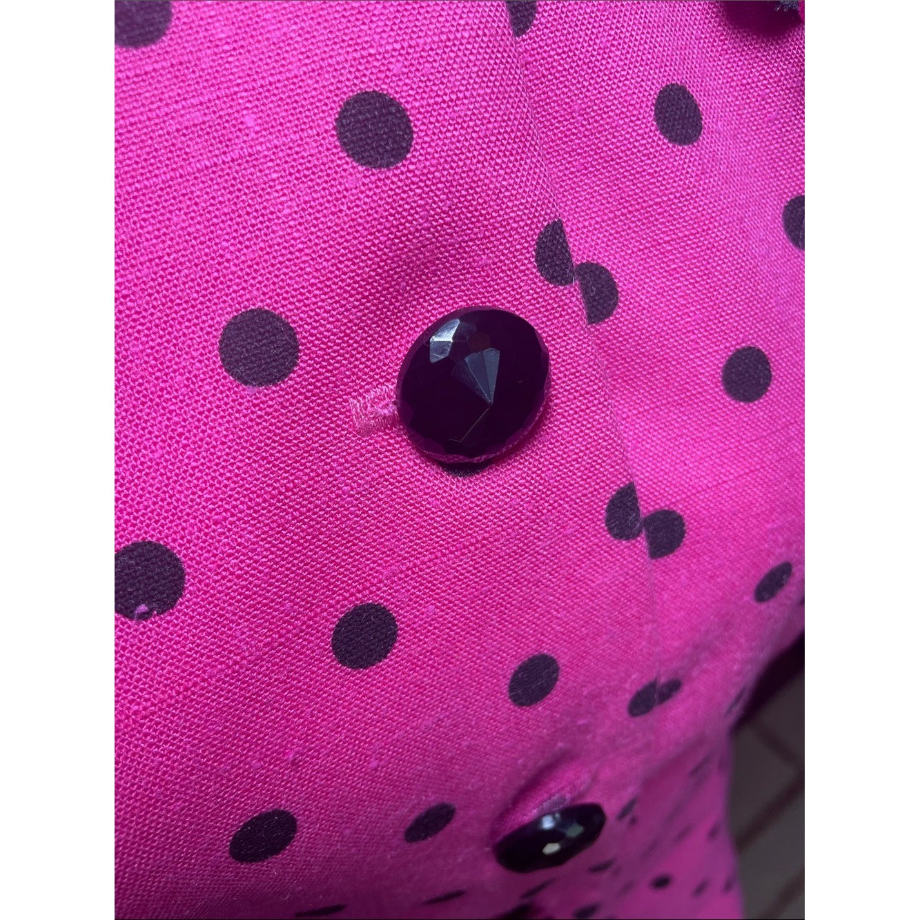 VTG 80s Positive Attitude Pink Polka Dot Peplum Blouse Puff Sleeve Blazer Top M