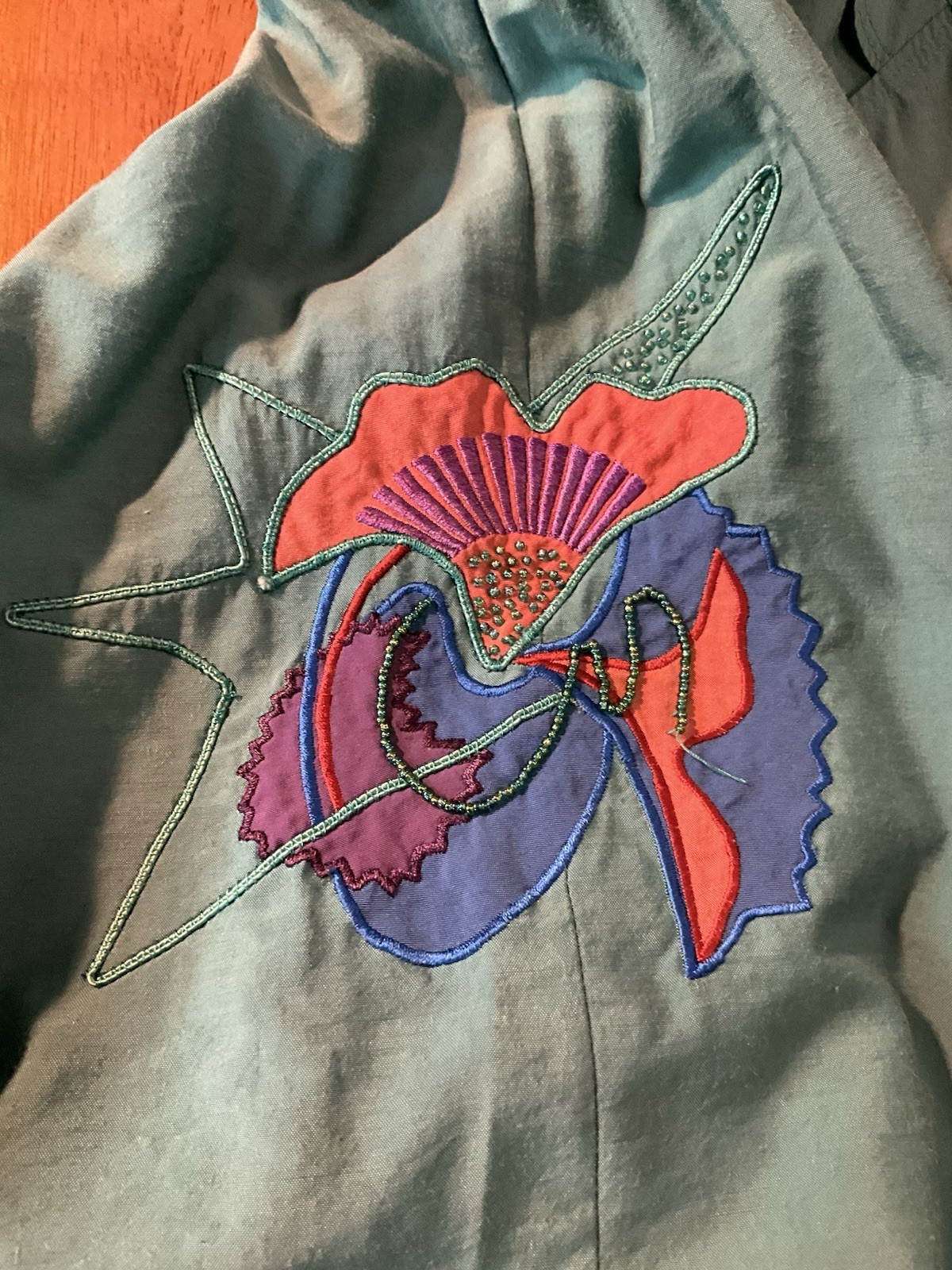 Vtg 80s Marc D’arcy Jacket Embroidered Beaded Applique Shoulder Pads Sz 4 Button
