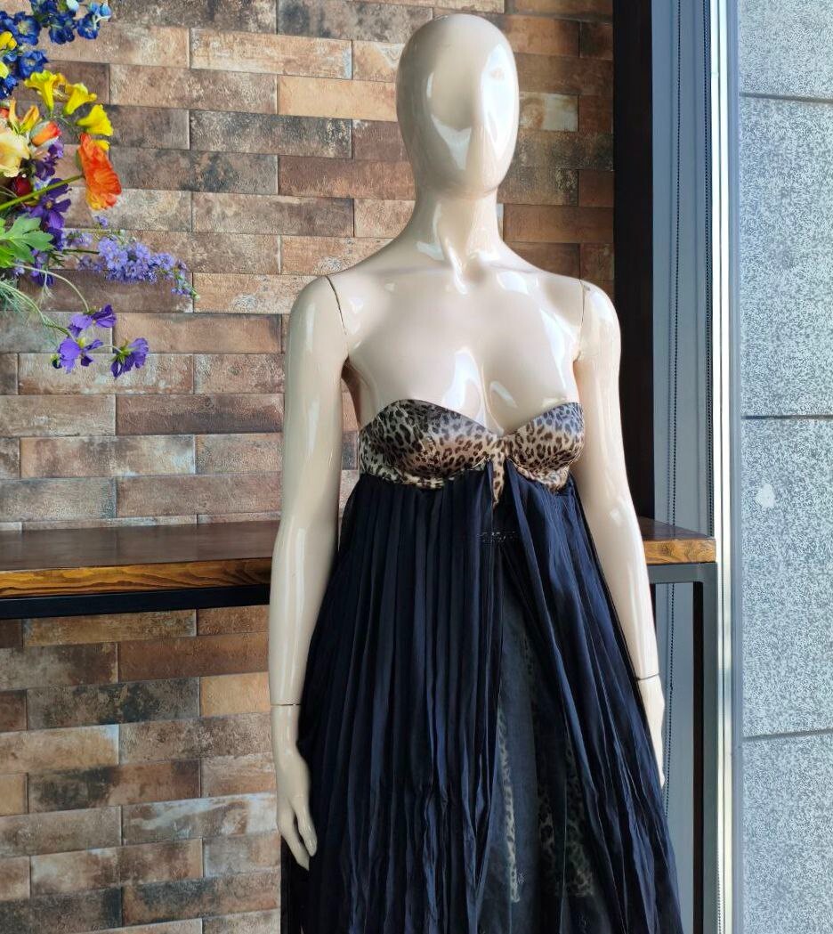 Vintage Silk Layered Evening Dress on Leopard Base Collection 2008 Size 1