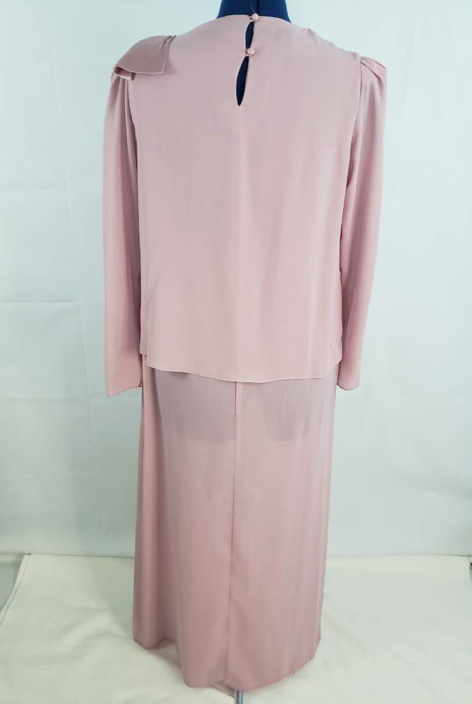 Mister Jay Womens Chiffon Maxi Shift Dress Scoop Button Layered Vtg size 14 U15