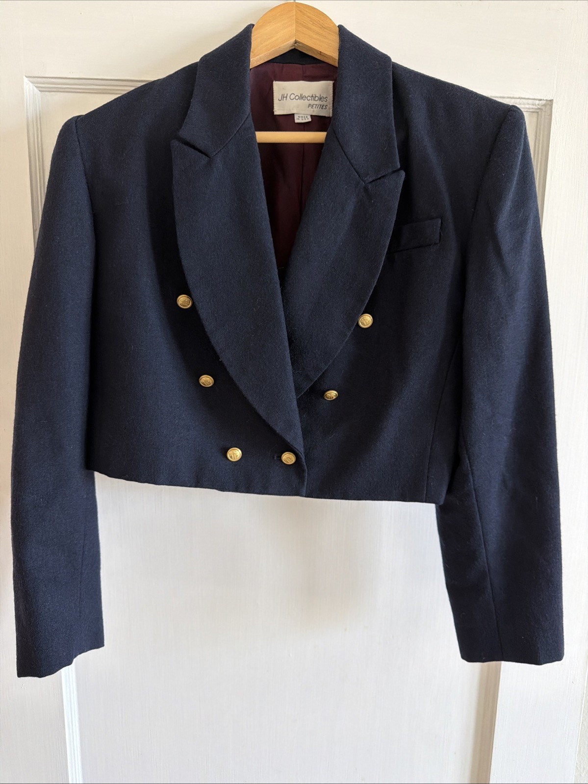 Vintage Cropped Blazer – 100% Wool – Size 10 US
