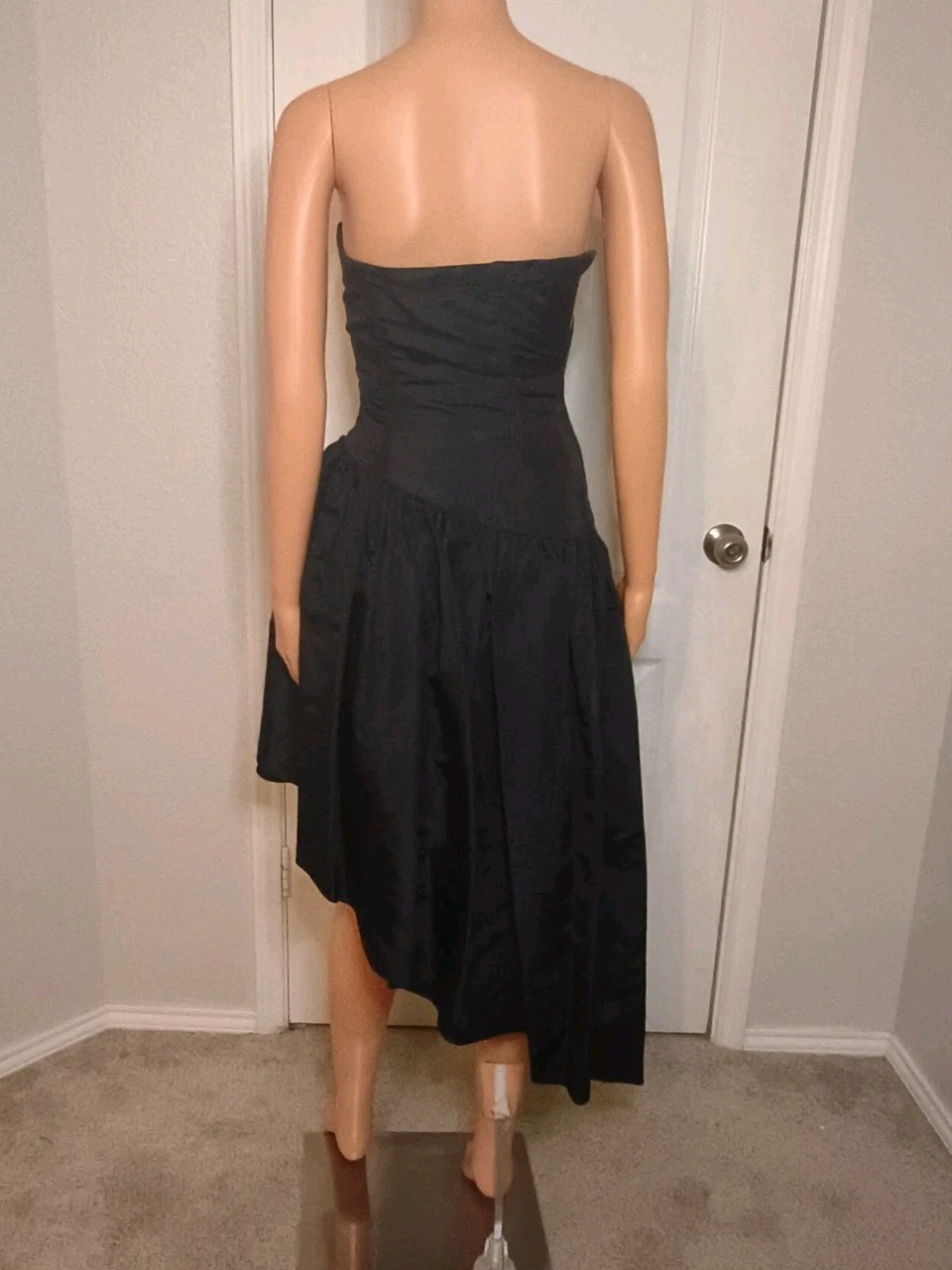 Vintage 80’s Black Glam Party Dress Size XS Formal Dance Goth Assymmetric -DP14