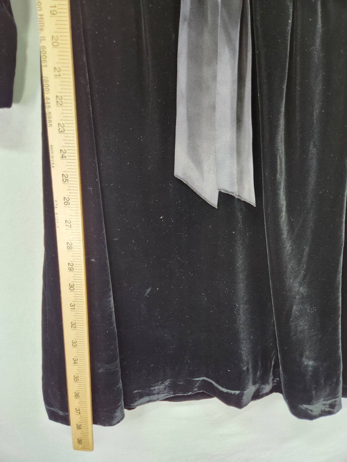 Joanna Nelson Vintage Black Velvet Dress Size Small Satin Bow Midi Party Formal
