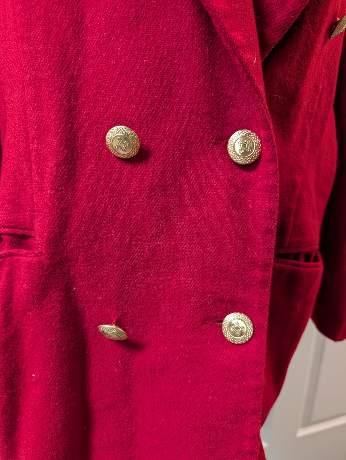 Laura Scott Vintage Blazer Red Wool Shell Gold Buttons Women’s Size 14