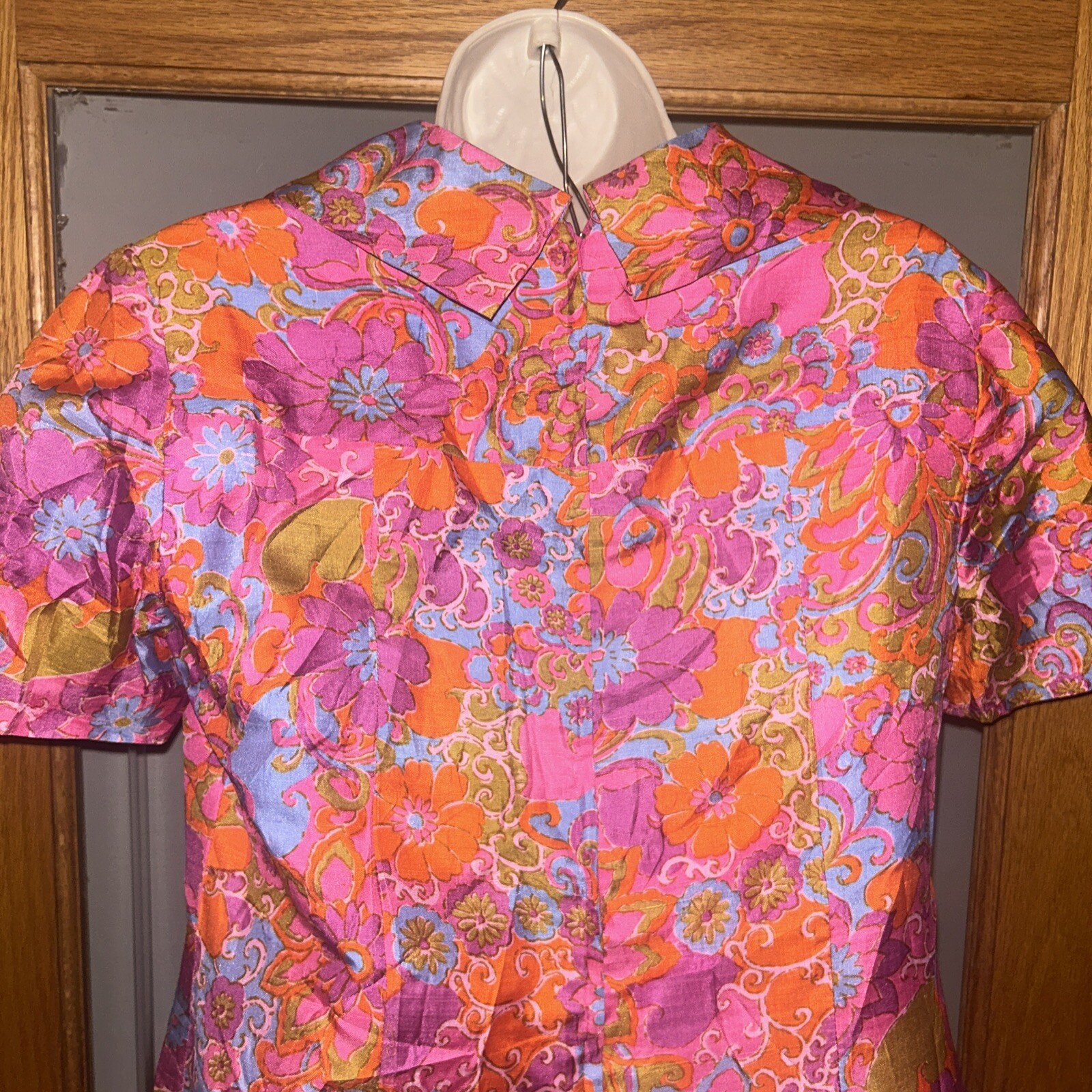 Vintage 60’s Thai 100% Silk Pink Floral Dress Bangkok K.S. Wong