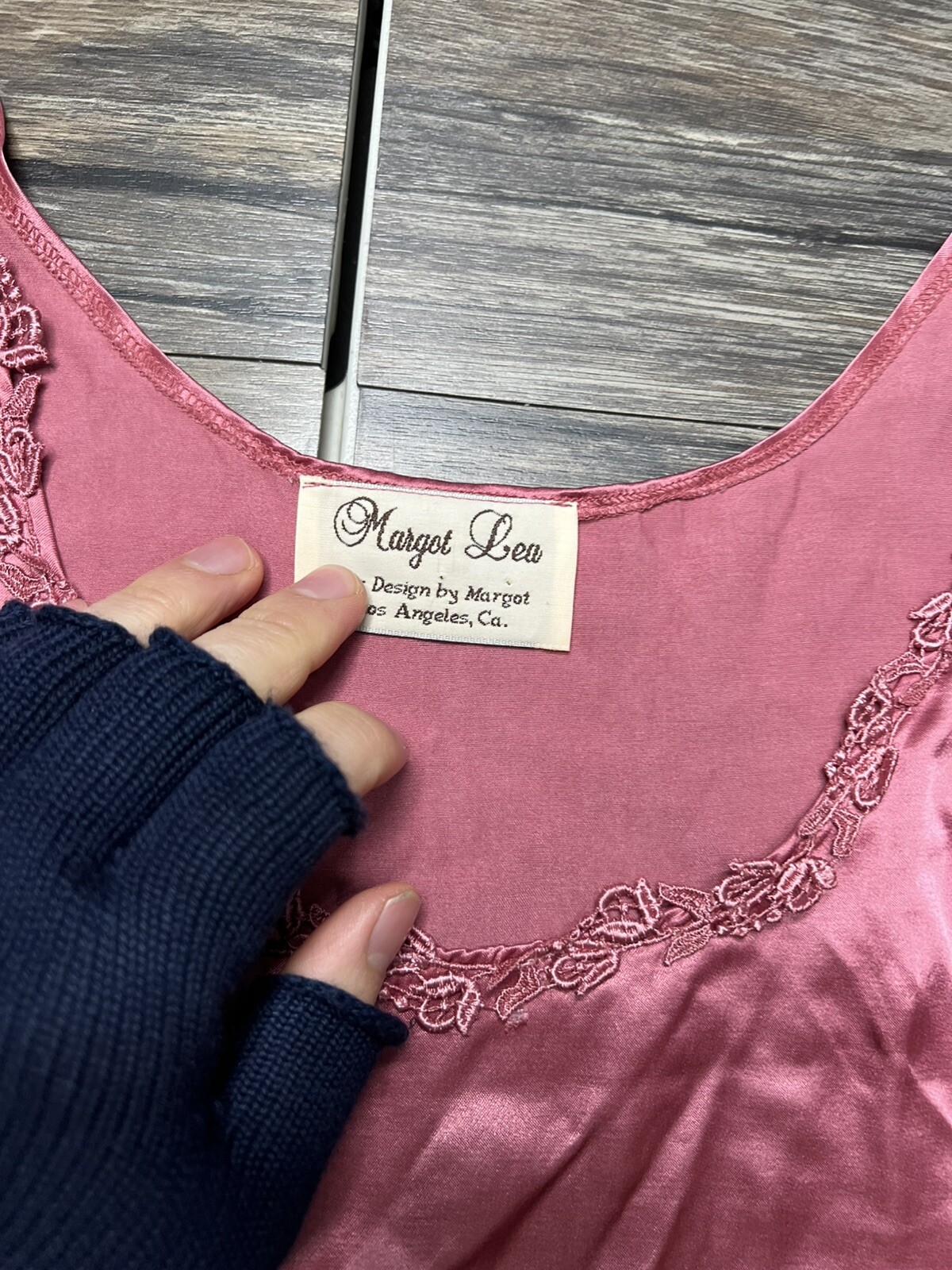Vintage Margot Lea Pink Burgundy Lace Dress Sz Lg Rose Clip, Velvet Victorian