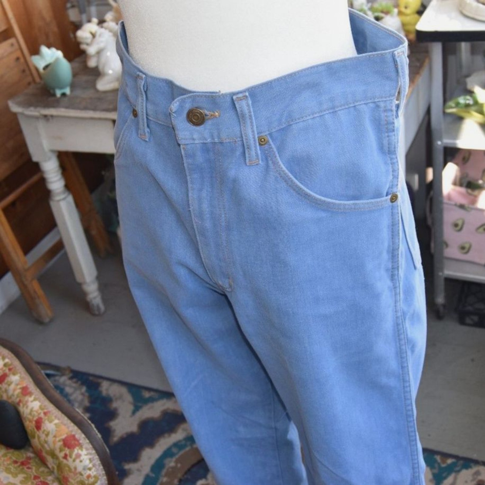 Vintage 70s Tour de France Light Blue Denim Jeans France 30×31 Mod