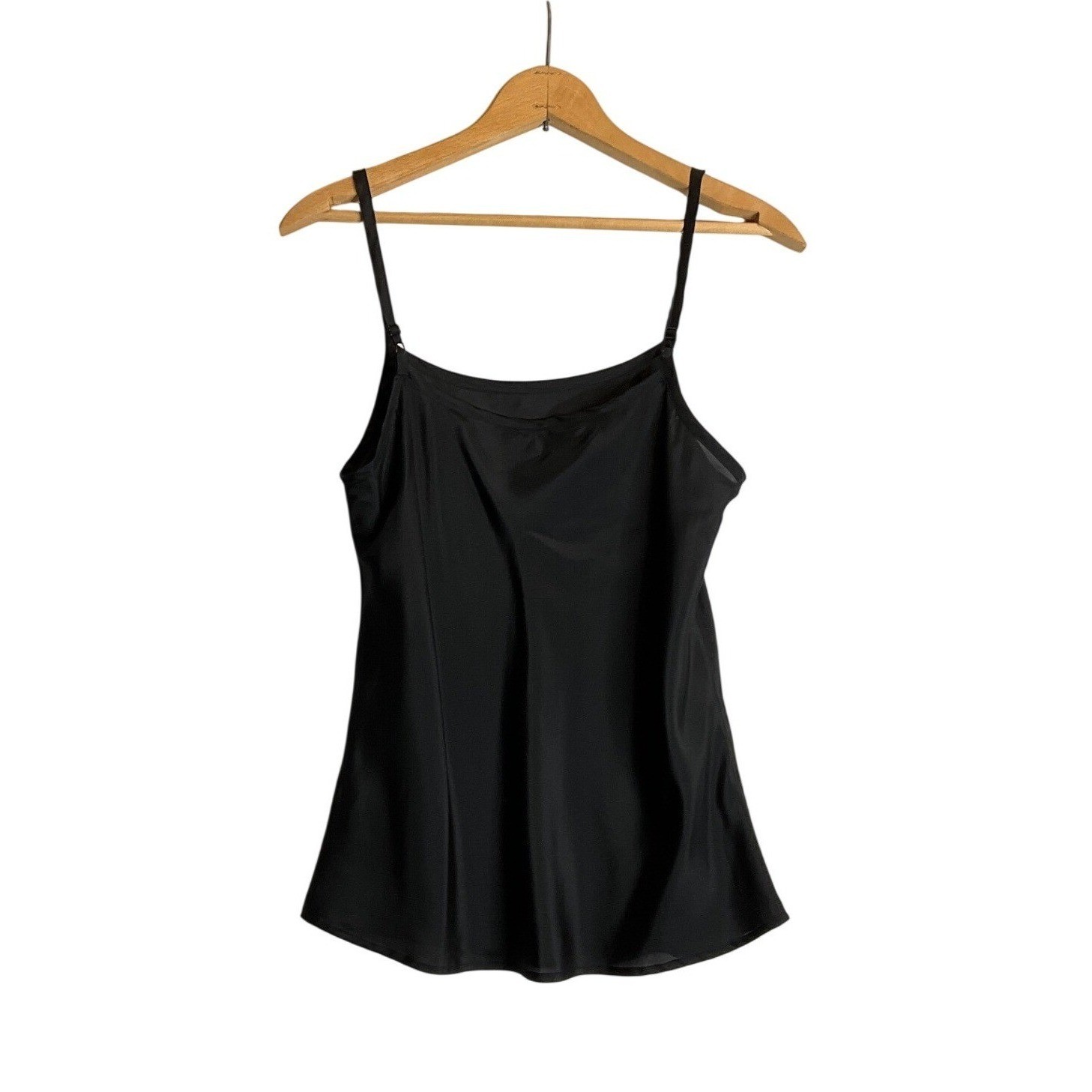 Eileen Fisher 100% Silk Black Cami Top Layering Adjustable Strap Minimalist S