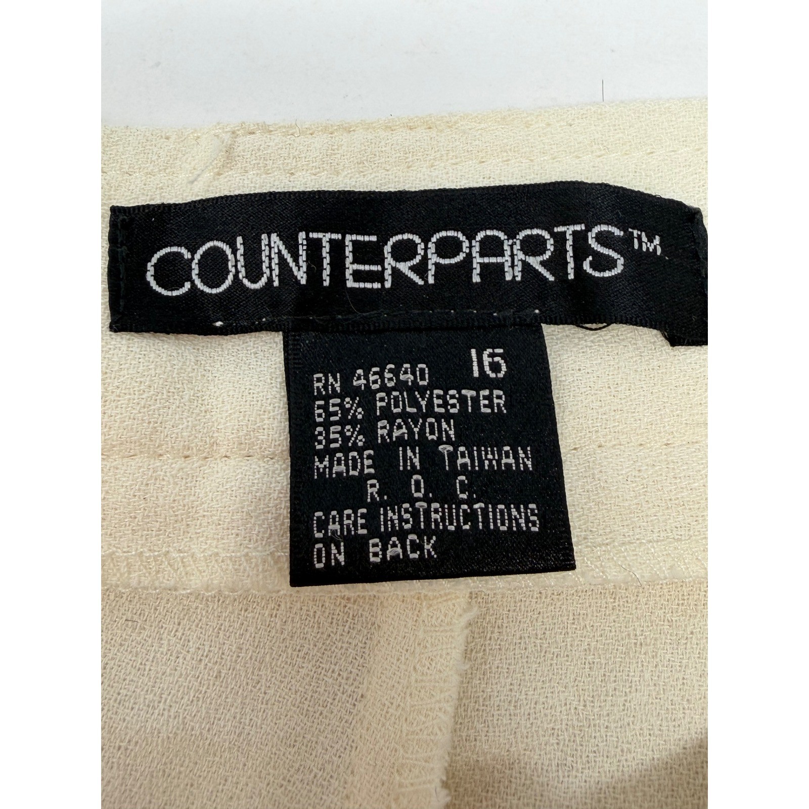 VTG 90s Counterparts High Waisted Pleated Trousers Ivory Lace Size 16 NWT Taper