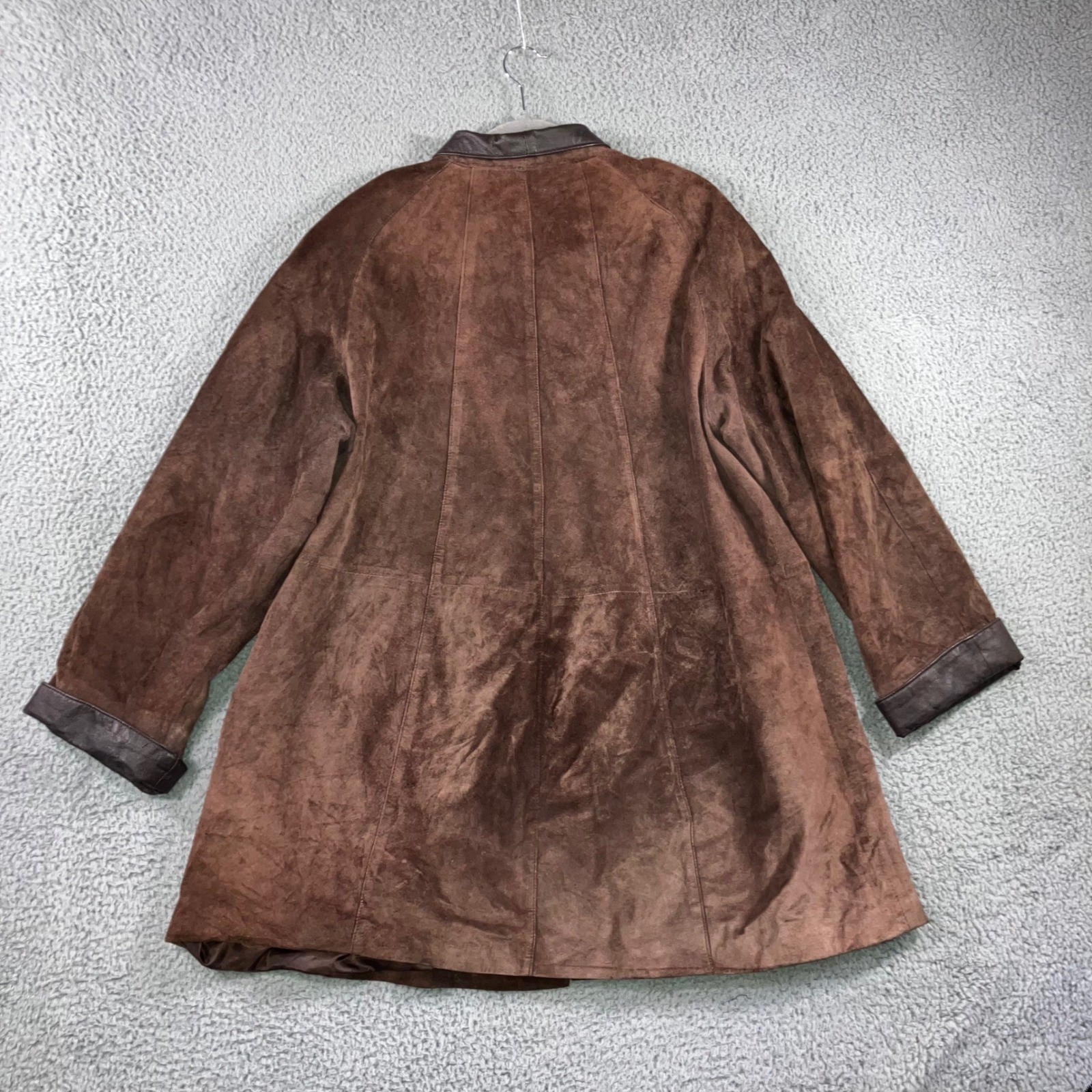 VTG Terry Lewis Leather Suede Jacket Women L Button Front Relaxed Chore Classic