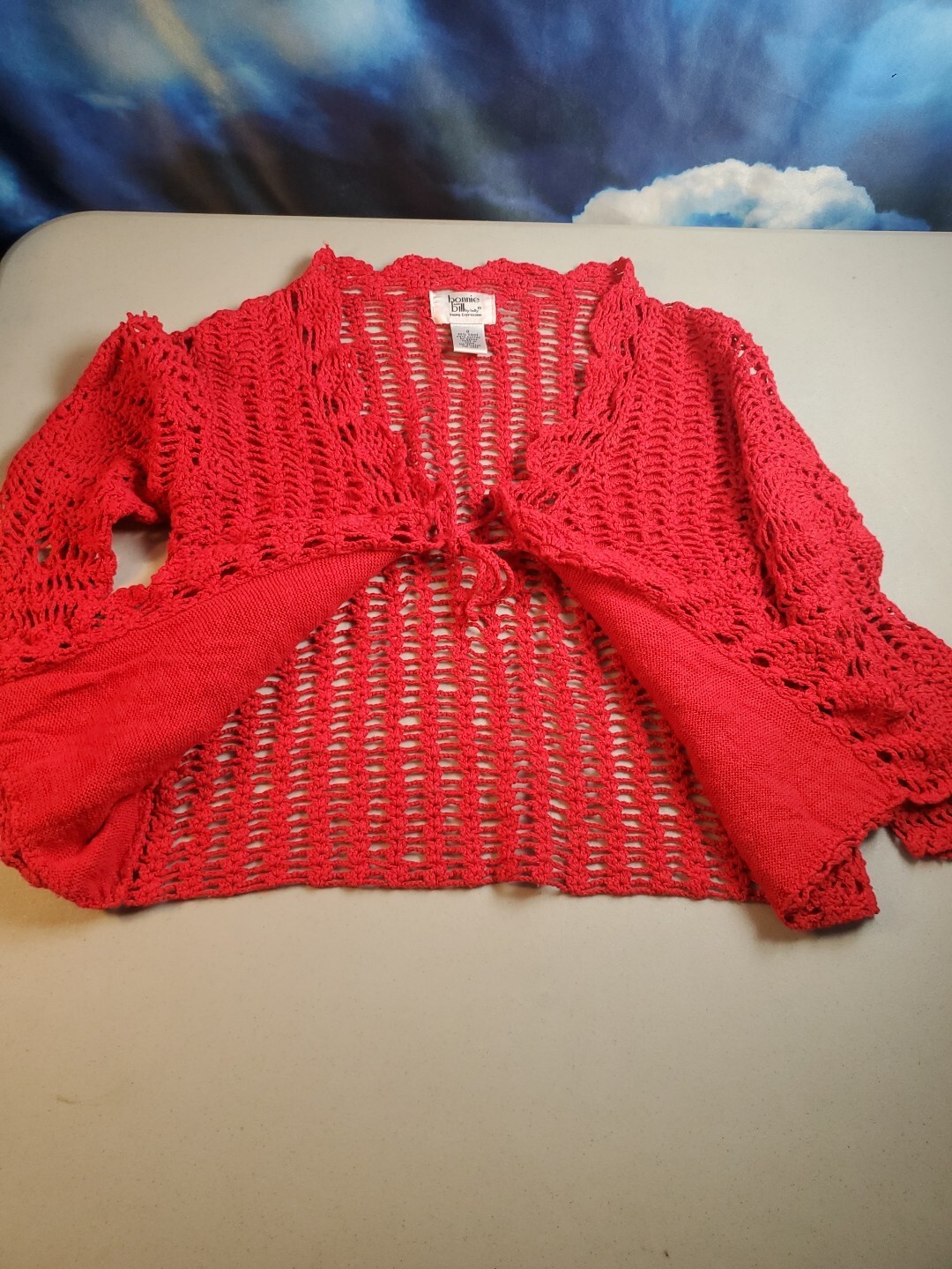 Vintage 80’s Bonnie And Bill By Holly Women’s Small Red Crochet Knit Sweater
