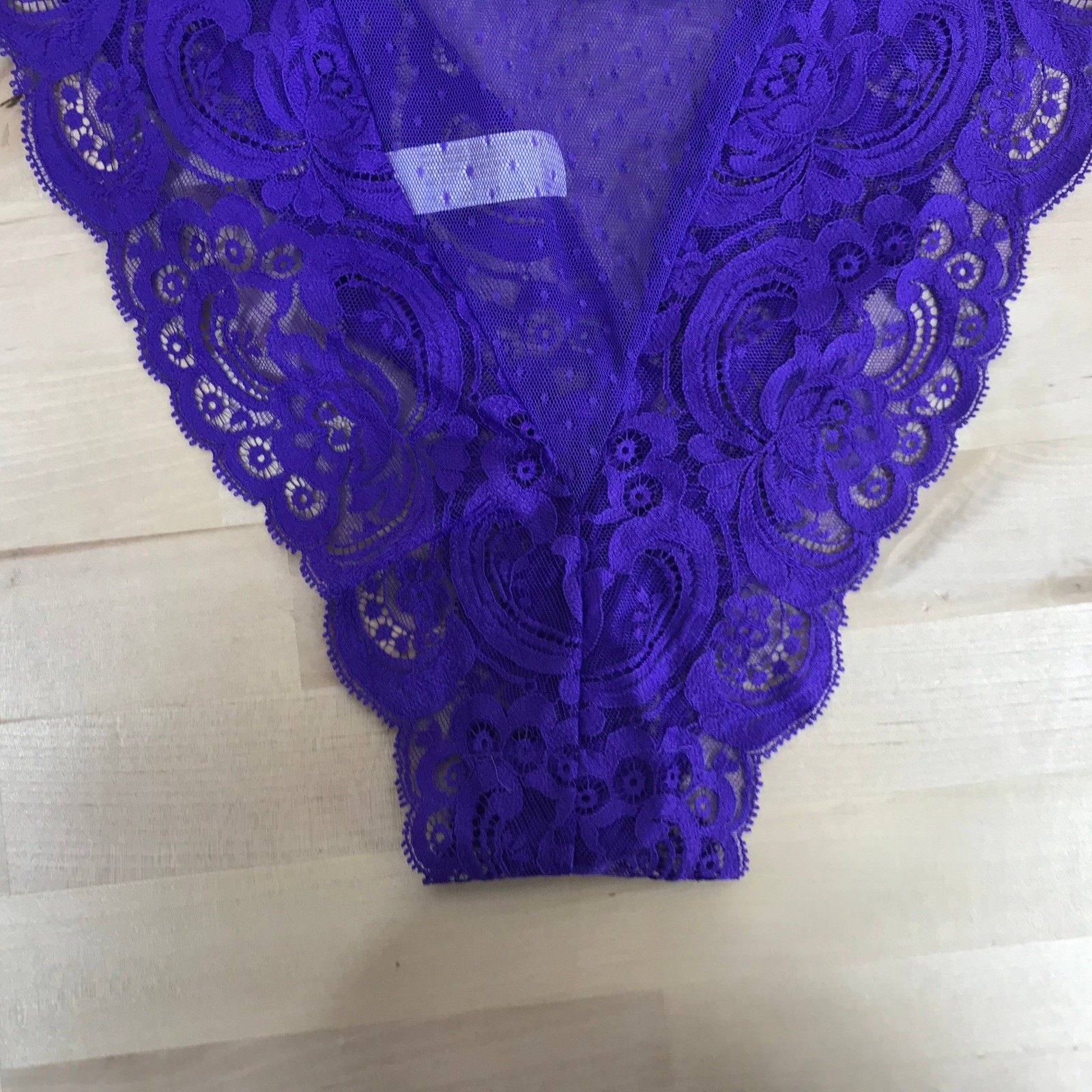 Vintage Victorias Secret Purple Floral Lace Point Desprit High Cut Panty Medium