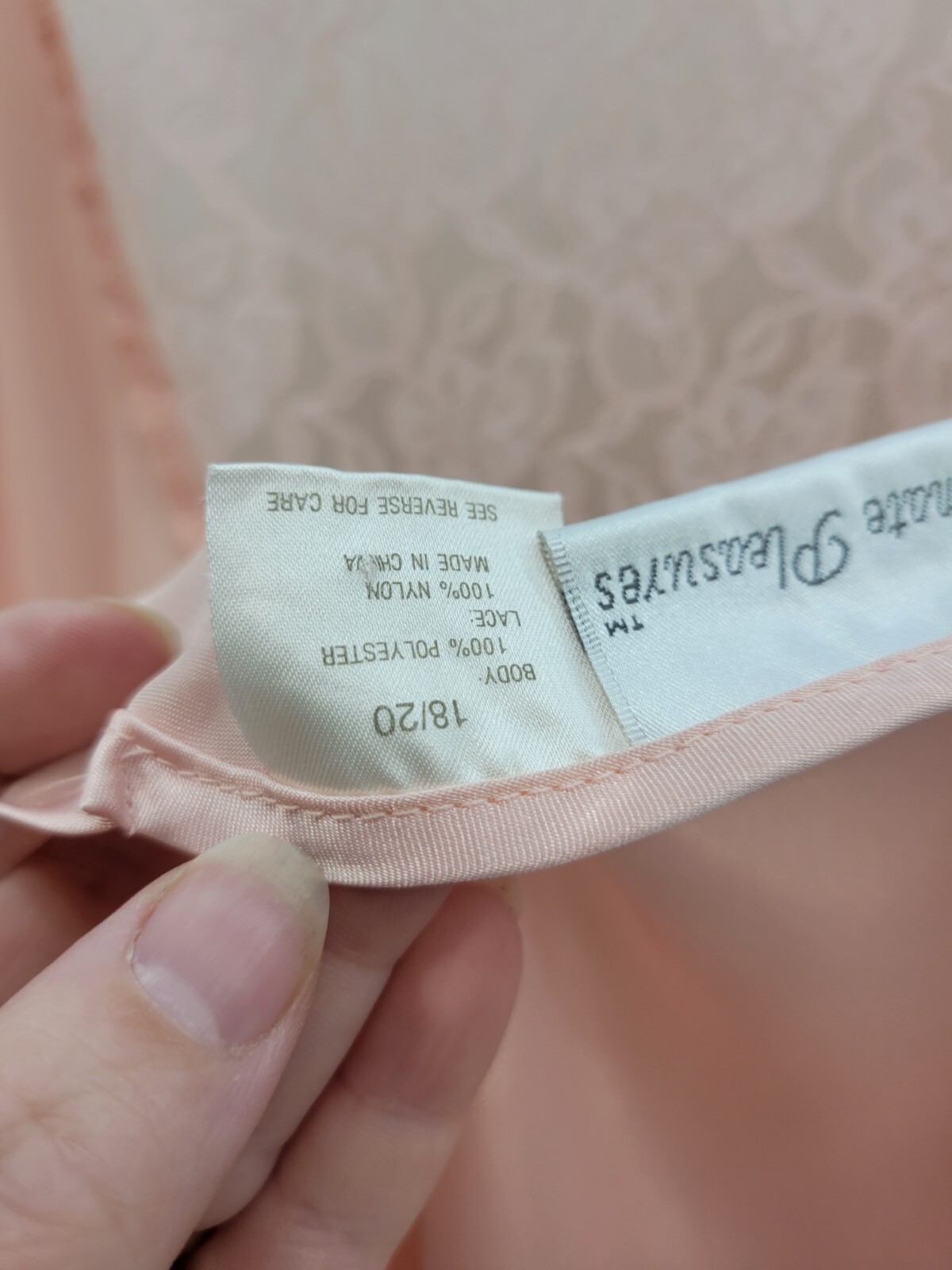 Vintage Intimate Pleasures Full Slip Satin Nightgown Pink Lace Trim Womens Sz 18
