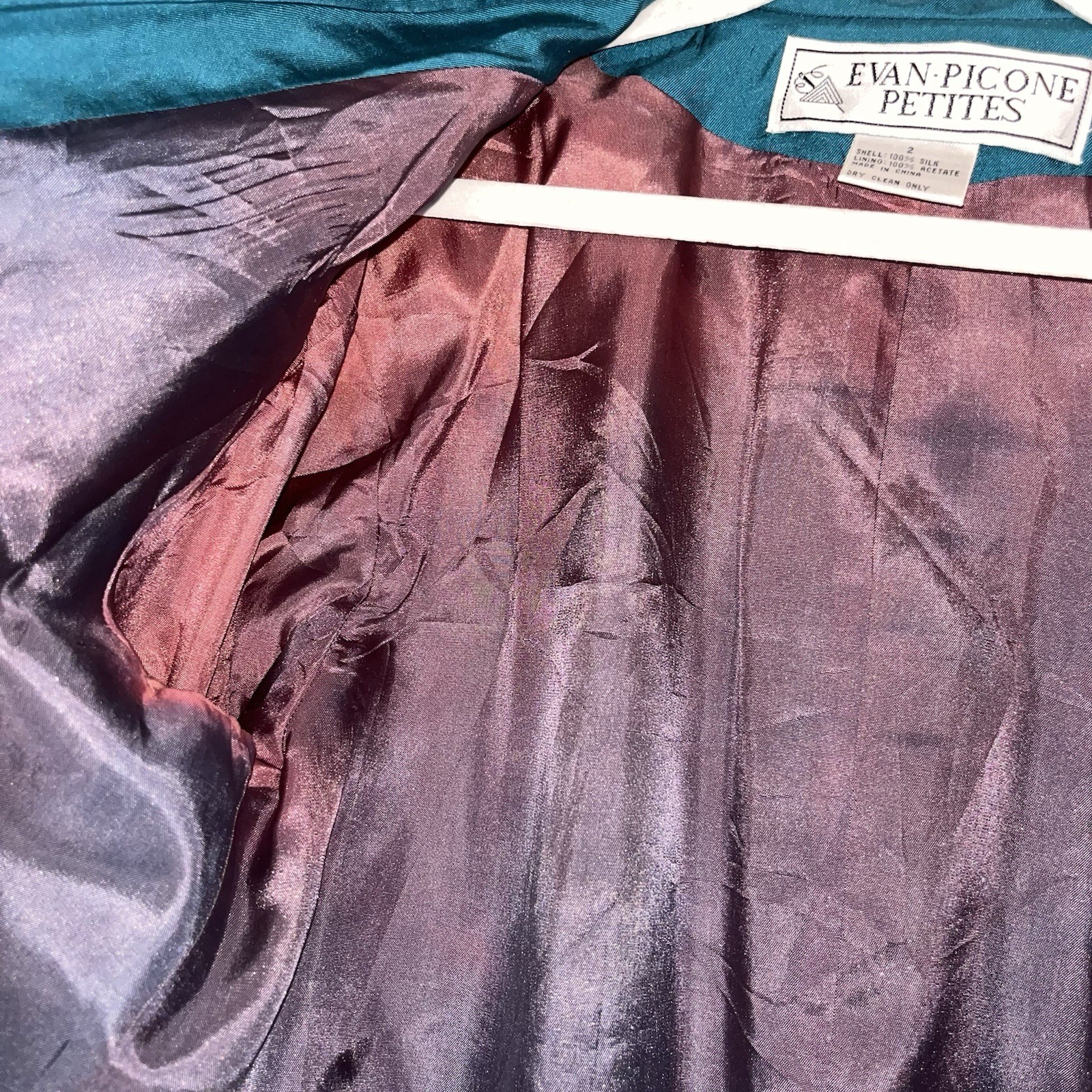 Vintage Evan Picone Silk Emerald Blazer Lined Front Button Single Breasted