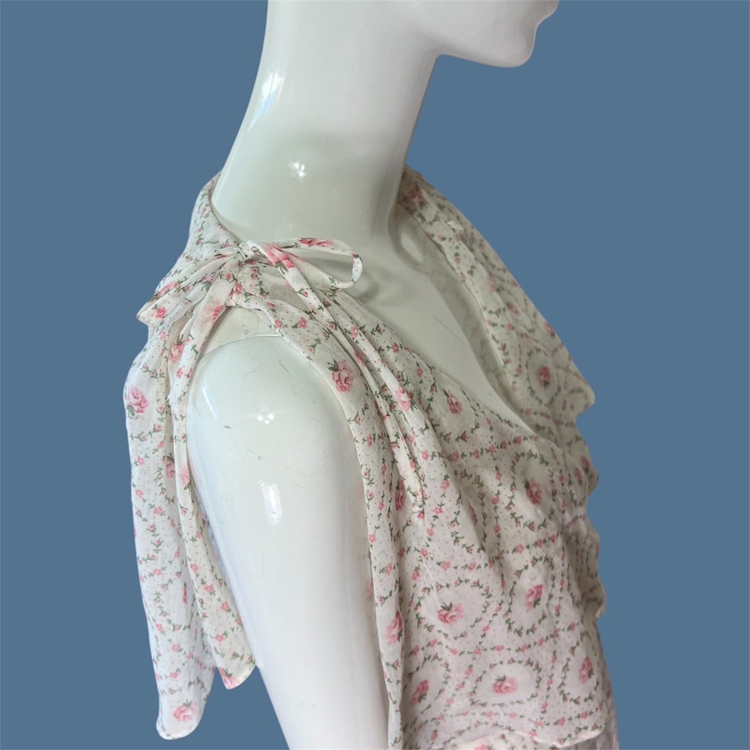 Vintage 90s Pink Floral Wrap Dress Sz Small Coquette Romantic Asymmetric Hem