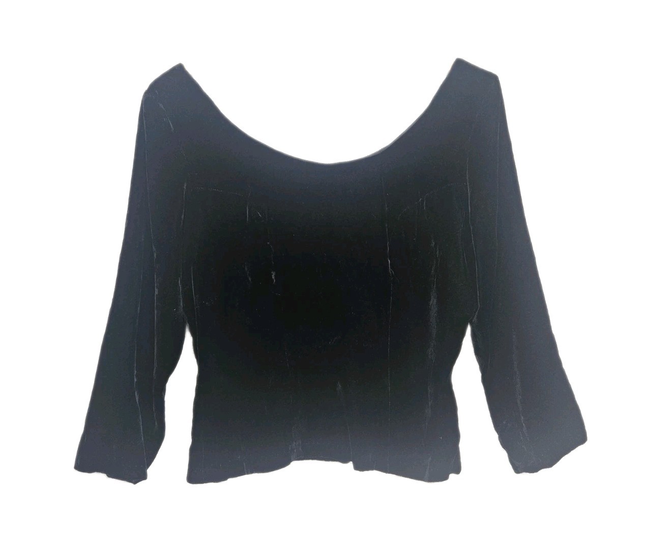 Vintage 1950s Black Velvet Top Side Metal Zip Princess Seam Shirt Small 42b