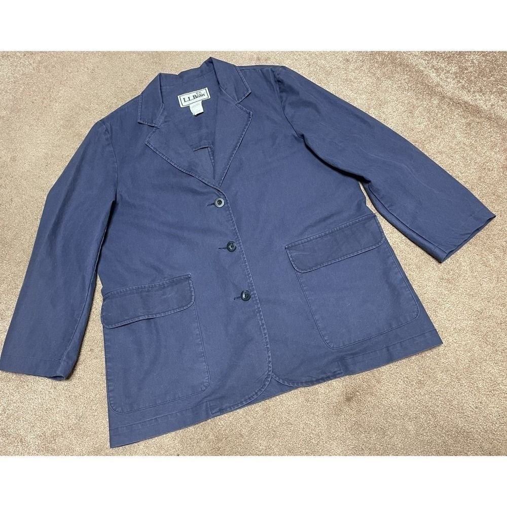 L L Bean Jacket Size 12 Petite Button Up Coat Blue Women’s Vintage y2k