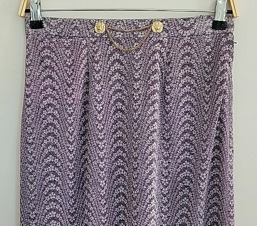 Vintage Handmade Maxi Skirt Size Small Purple Silver Metallic Glam Party Retro
