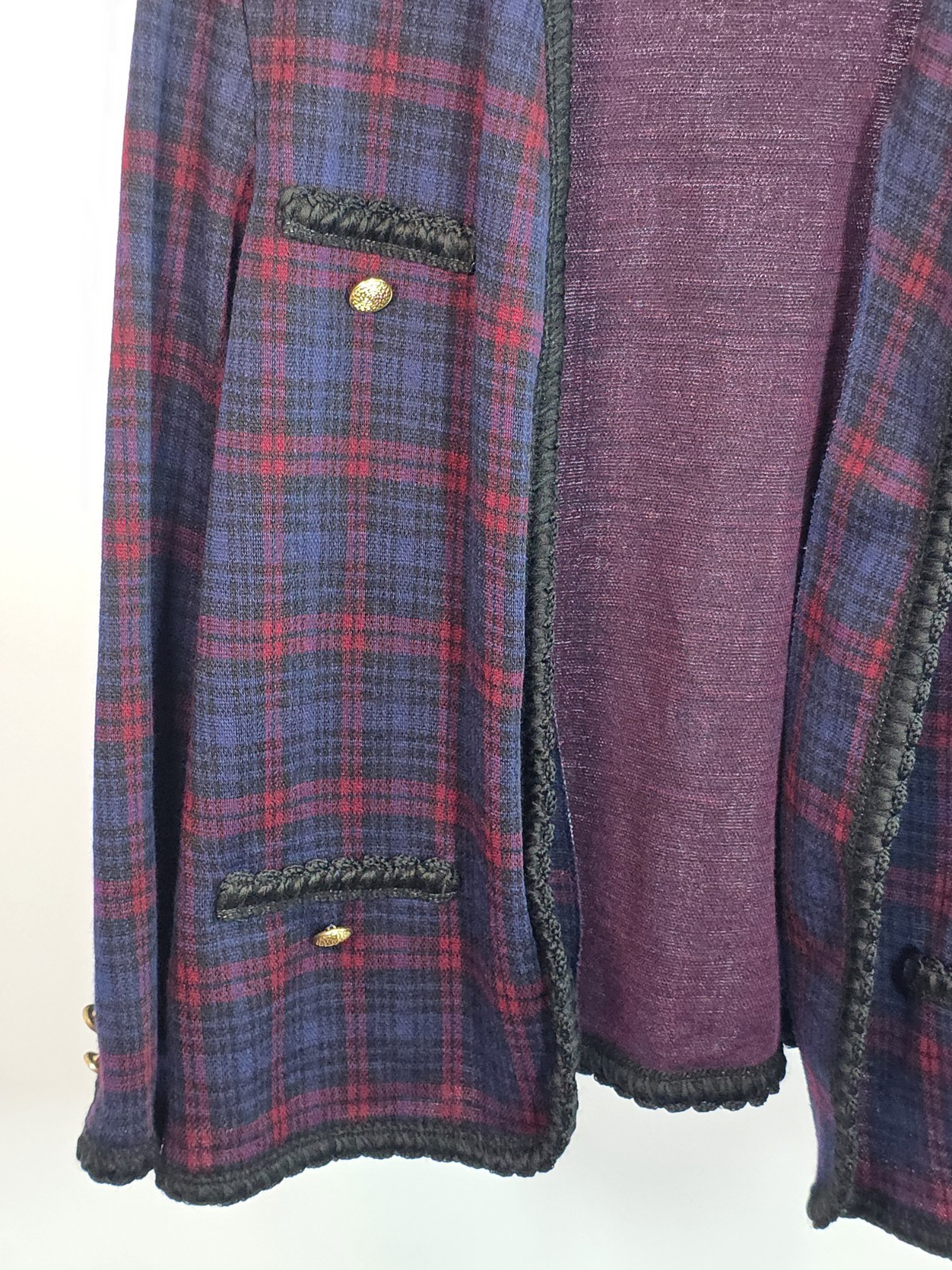 VTG 70s Cape Cod Red/Blue Plaid Blazer Gold ACCENTS Large
