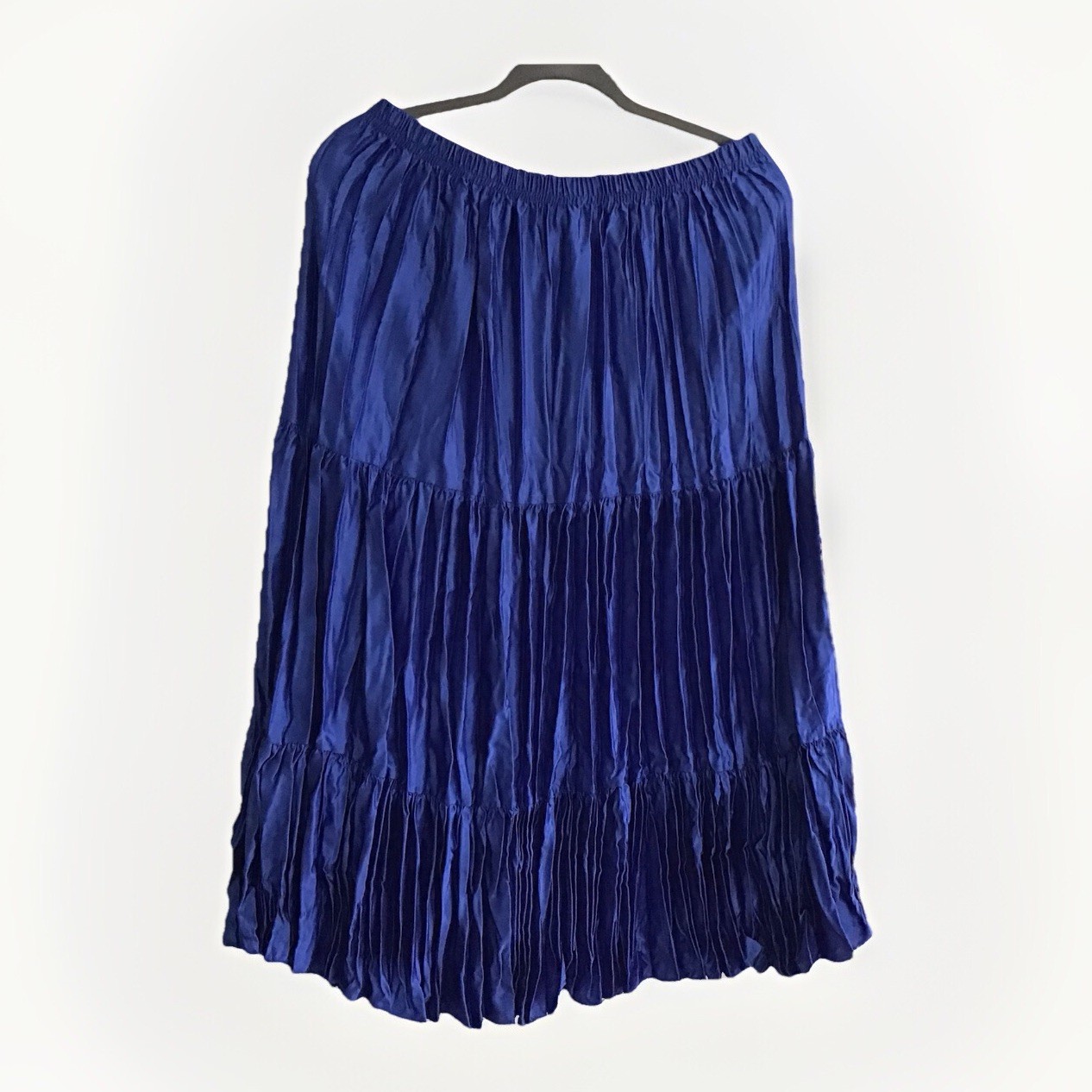 Vintage Young Country Western Wear Cobalt Blue Boho Cowgirl Tiered Skirt L/XL