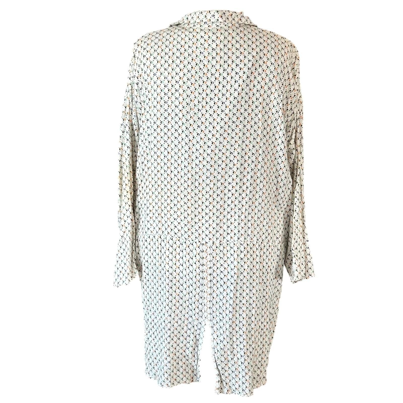 FLAX 2 Piece Shirt & Tank Set Women Large Cream Dot Linen Lagenlook Coastal Art