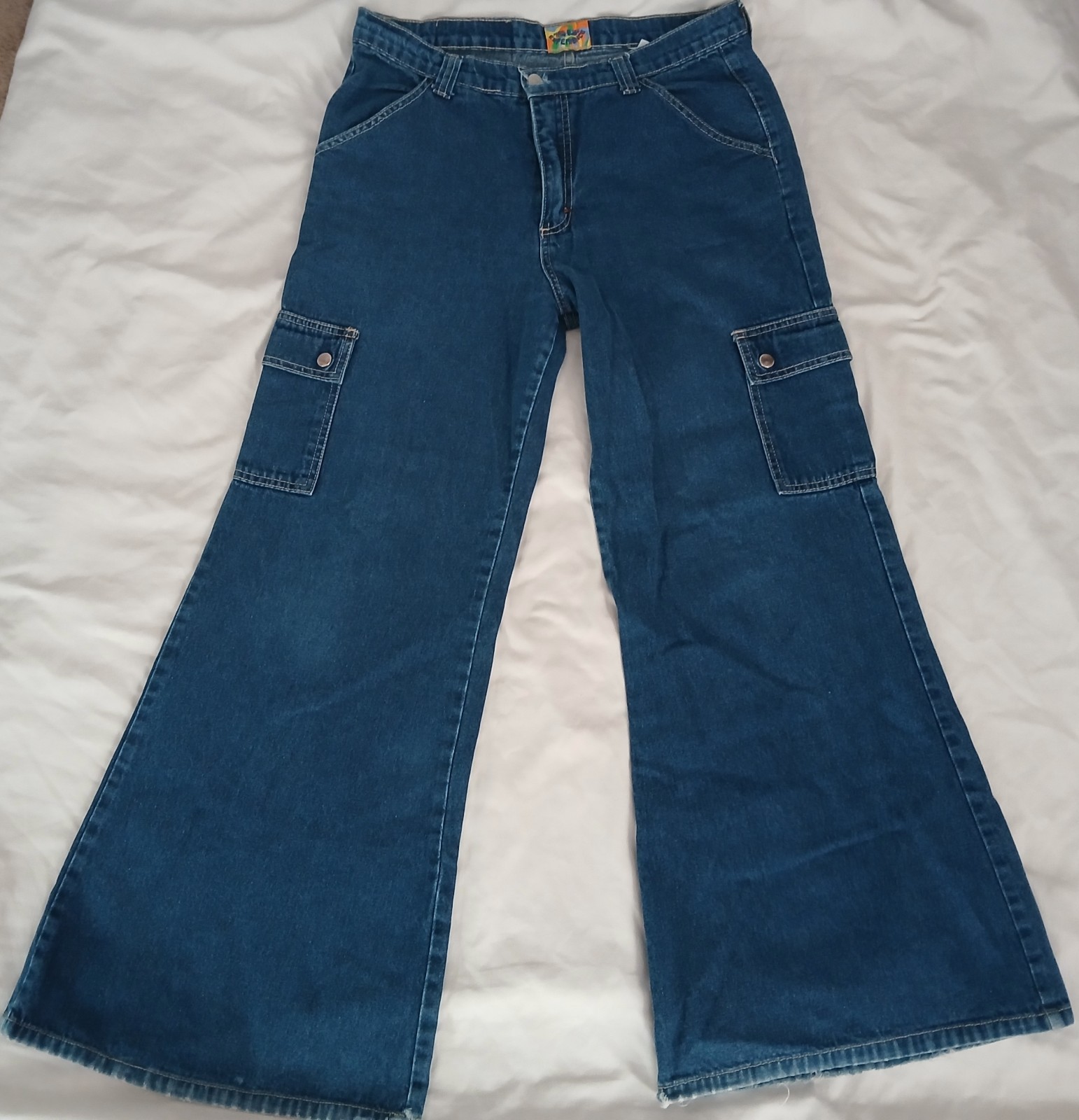 Vintage 90s Straight Flare Leg Jean With Cargo Pockets Paris Blues Size 9