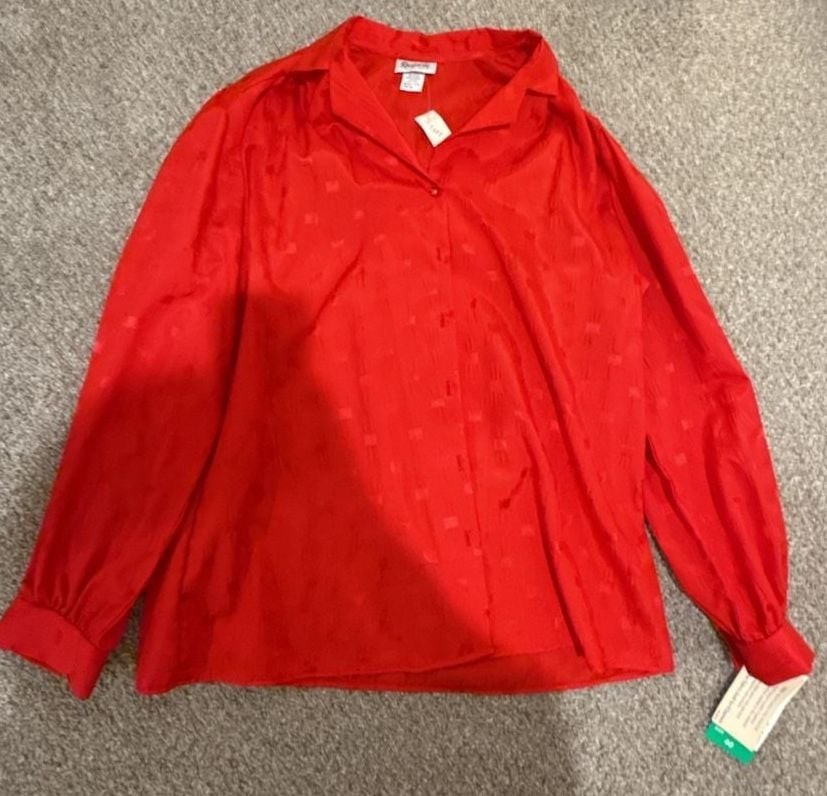 Vintage Rhapsody Red Long Sleeve Blouse Size 40