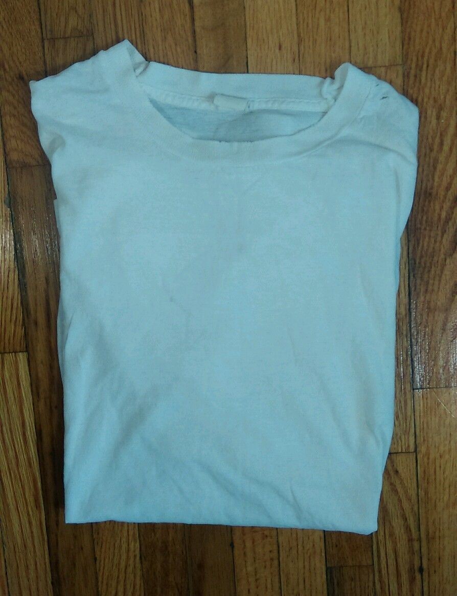 Sweet! Washed Burn Out Paper Thin Holes White Blank Distressed T Shirt L