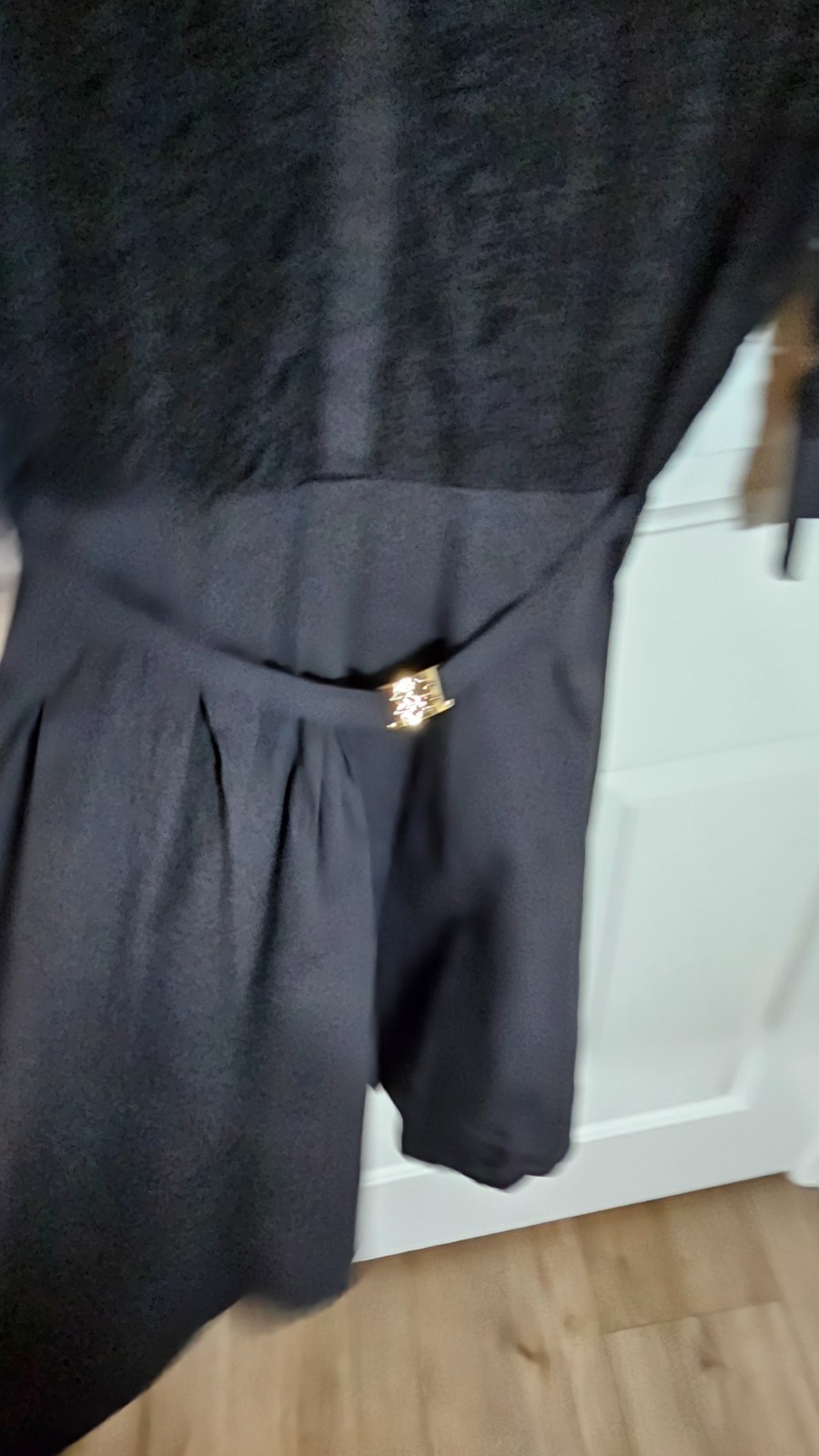 Cai Die Nu Sz XL Vintage 1950’s Black Swing Dress with Belt
