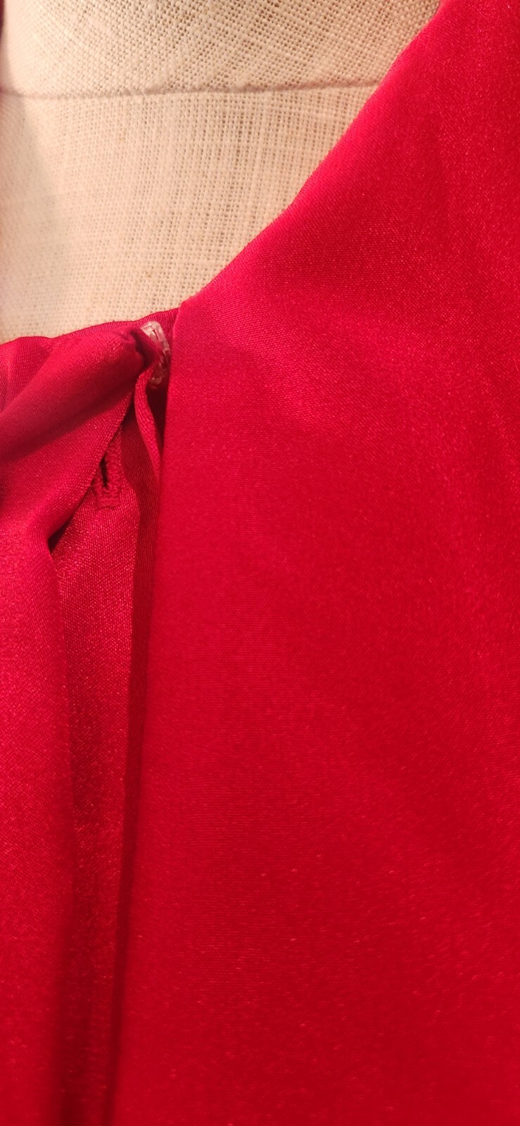 Vtg 80s Evan-Picone Red Silky Poly Neck Tie Secretary Blouse Women’s Size 12 Med